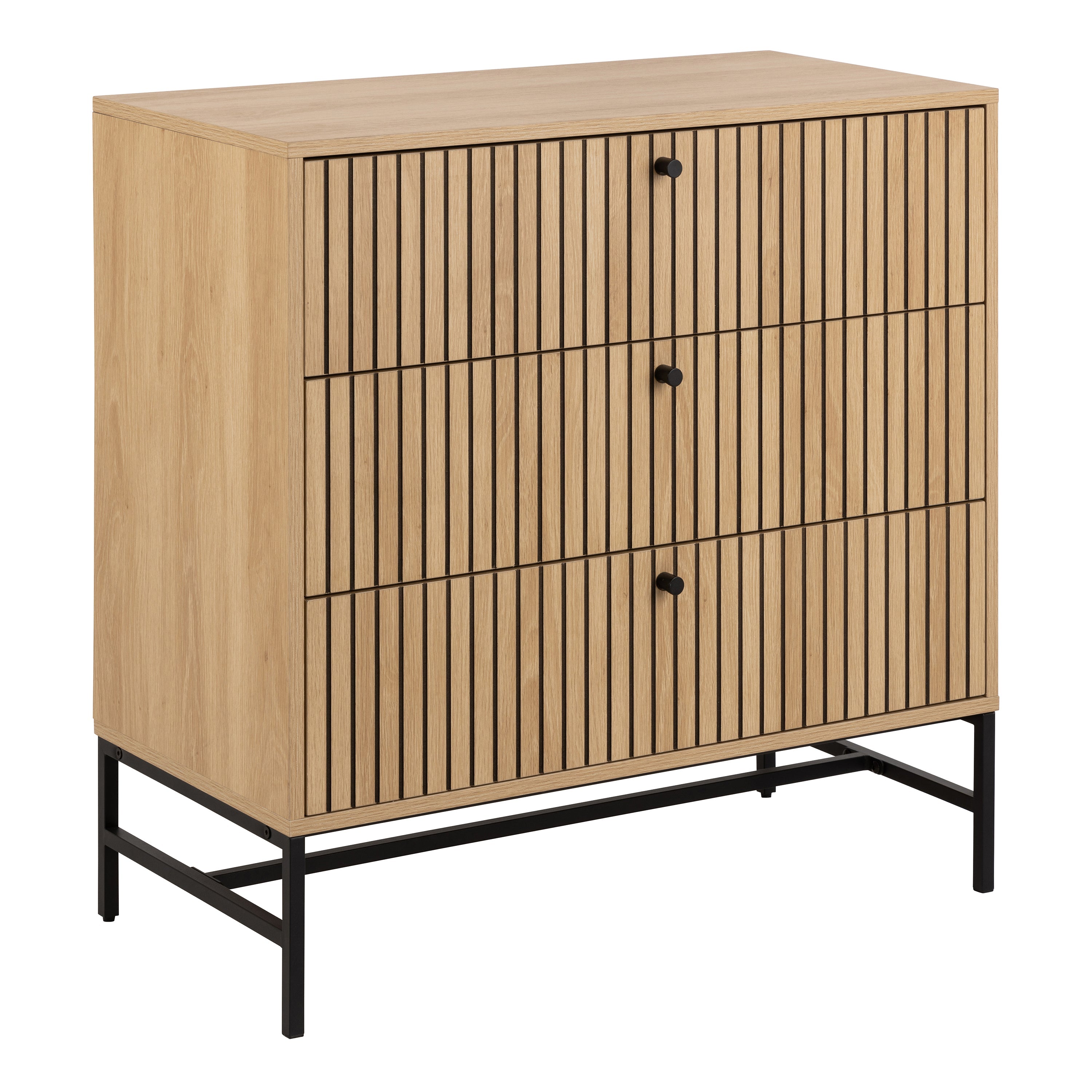 Albany Chest of 3 Drawers in Oak/Black Legs – FTG