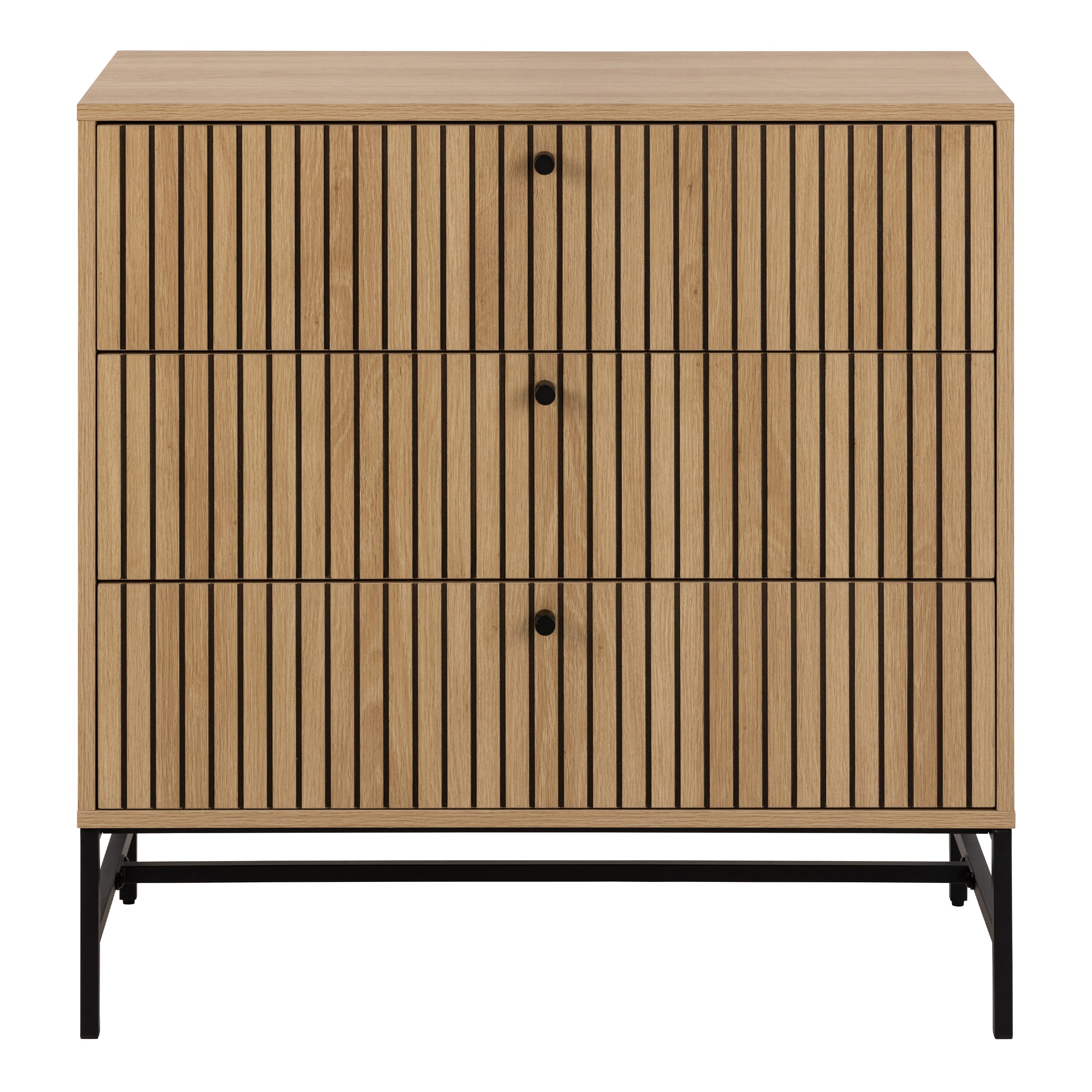 Albany Chest of 3 Drawers in Oak/Black Legs – FTG, view 2
