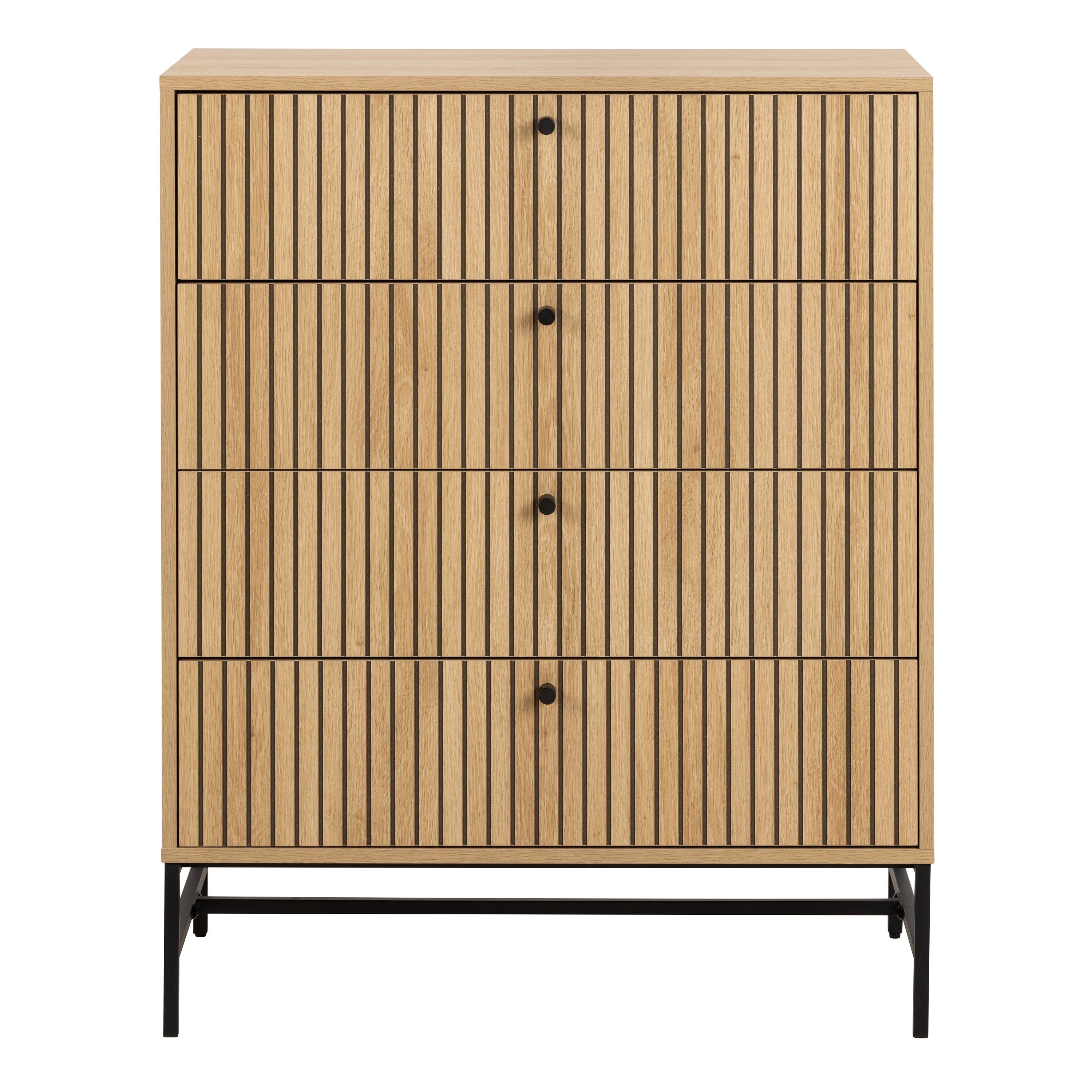 Albany Chest of 4 Drawers in Oak/Black Legs – FTG, view 2