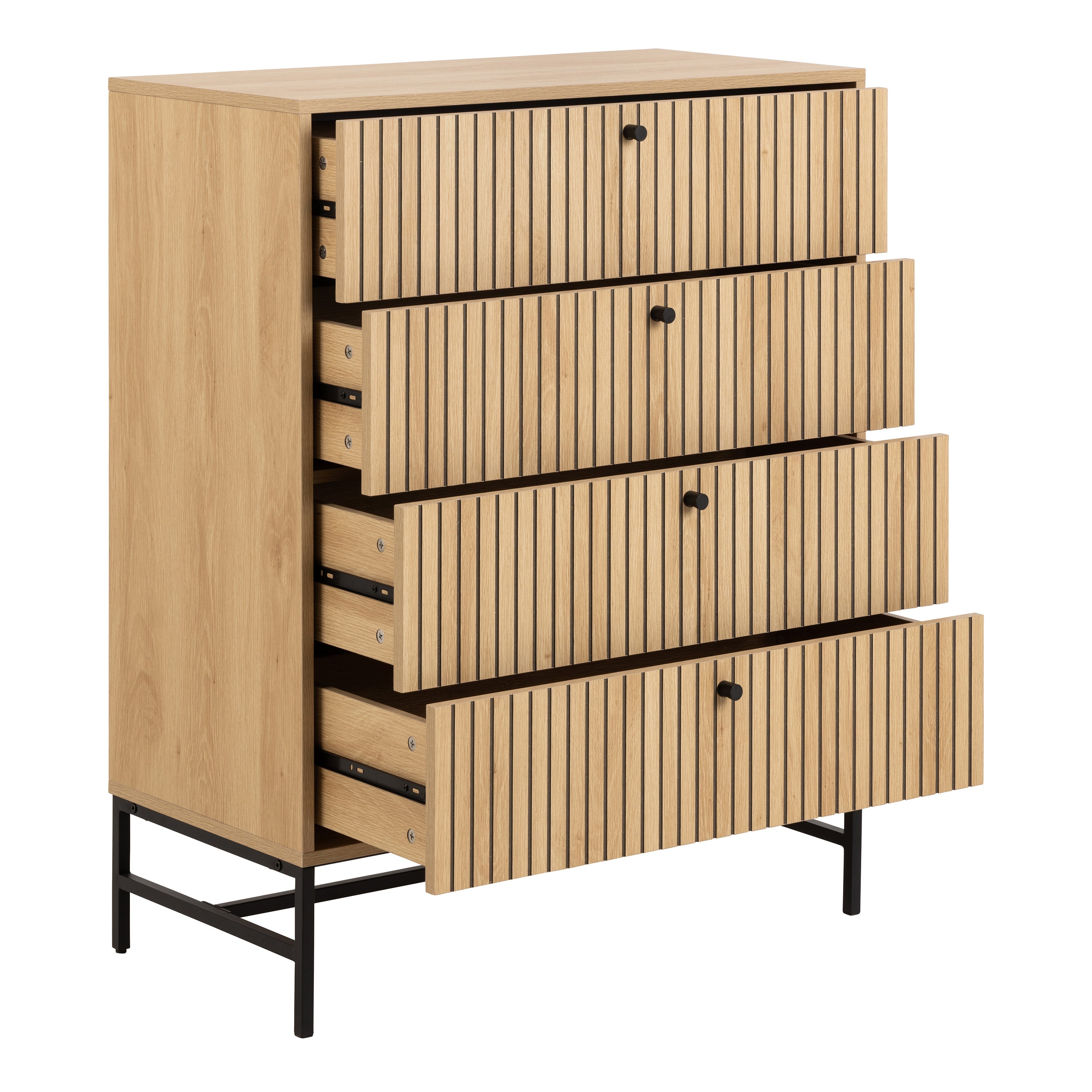 Albany Chest of 4 Drawers in Oak/Black Legs – FTG, view 4