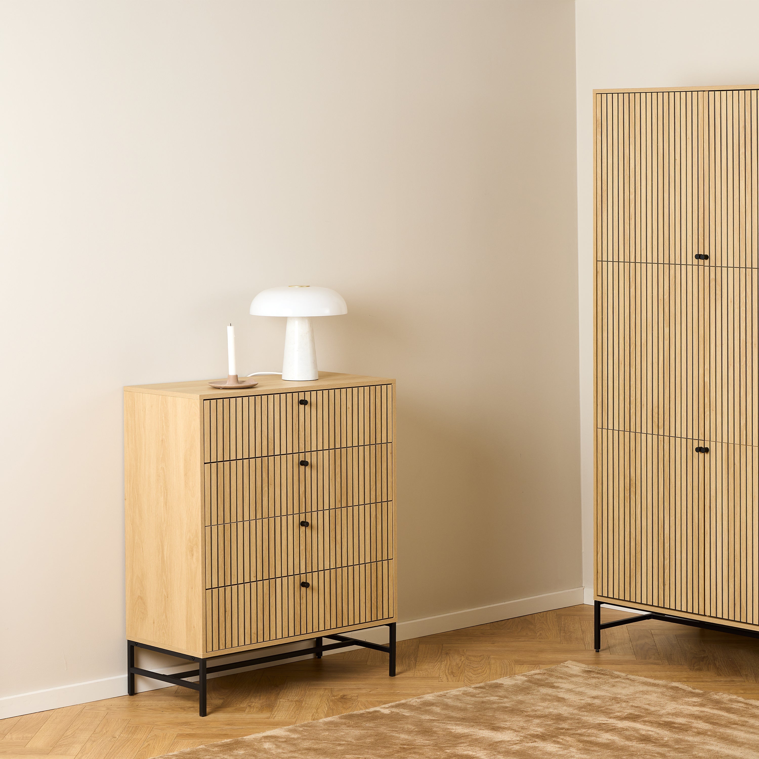 Albany Chest of 4 Drawers in Oak/Black Legs – FTG, view 5