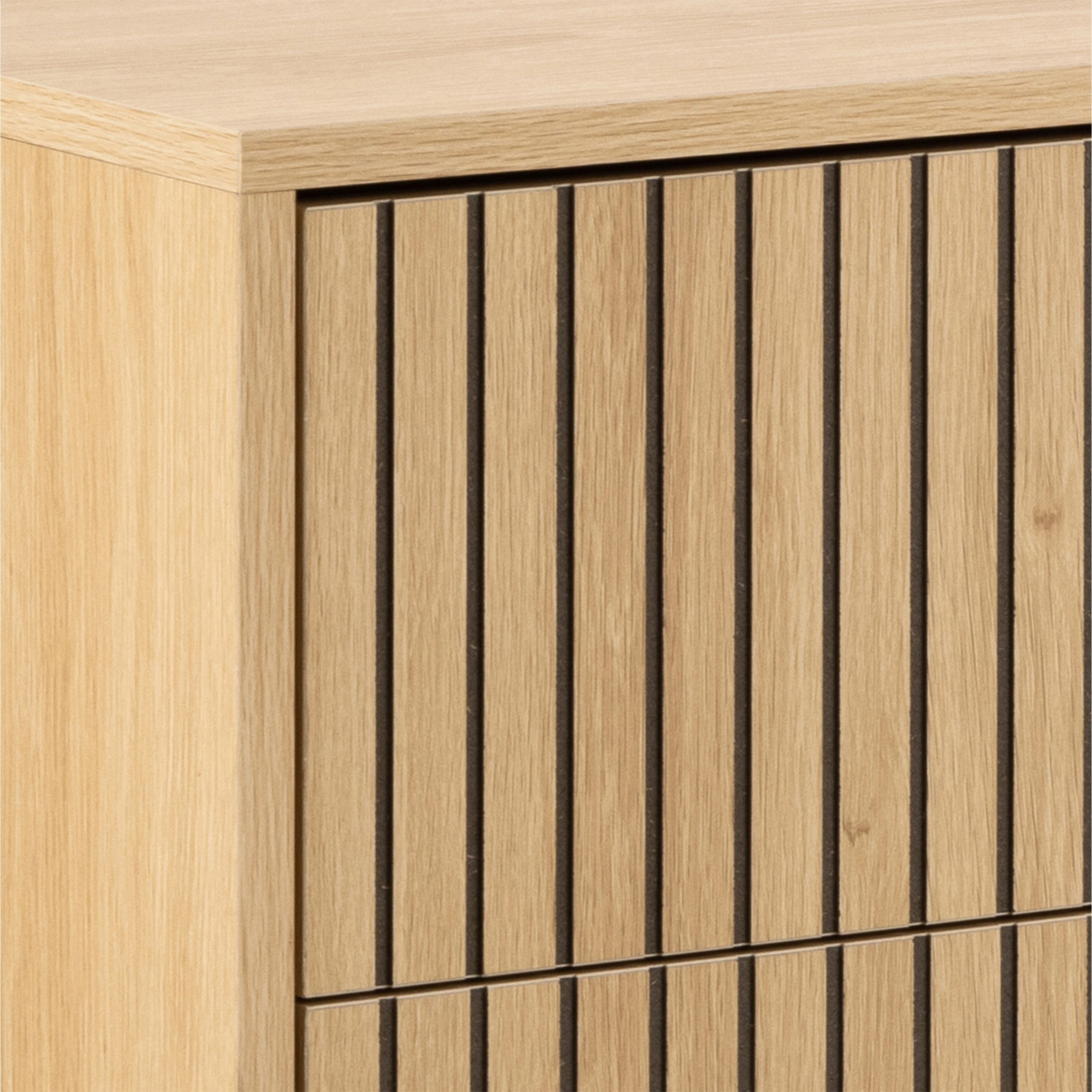 Albany Wide Chest of 6 Drawers in Oak/Black Legs – FTG, view 7