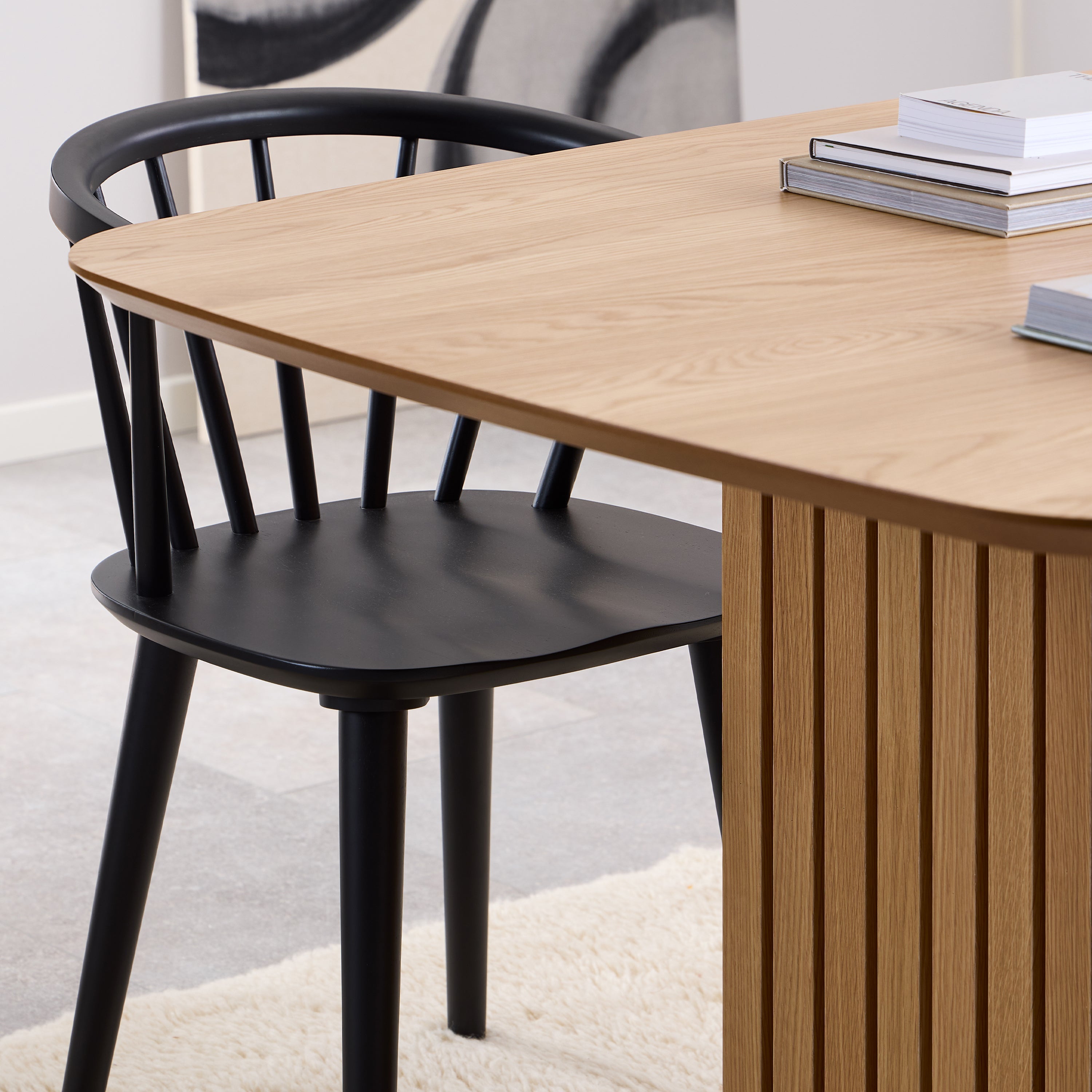 Christo Dining Table in Oak Included 6 Ida Dining Chairs in Black – FTG, view 4
