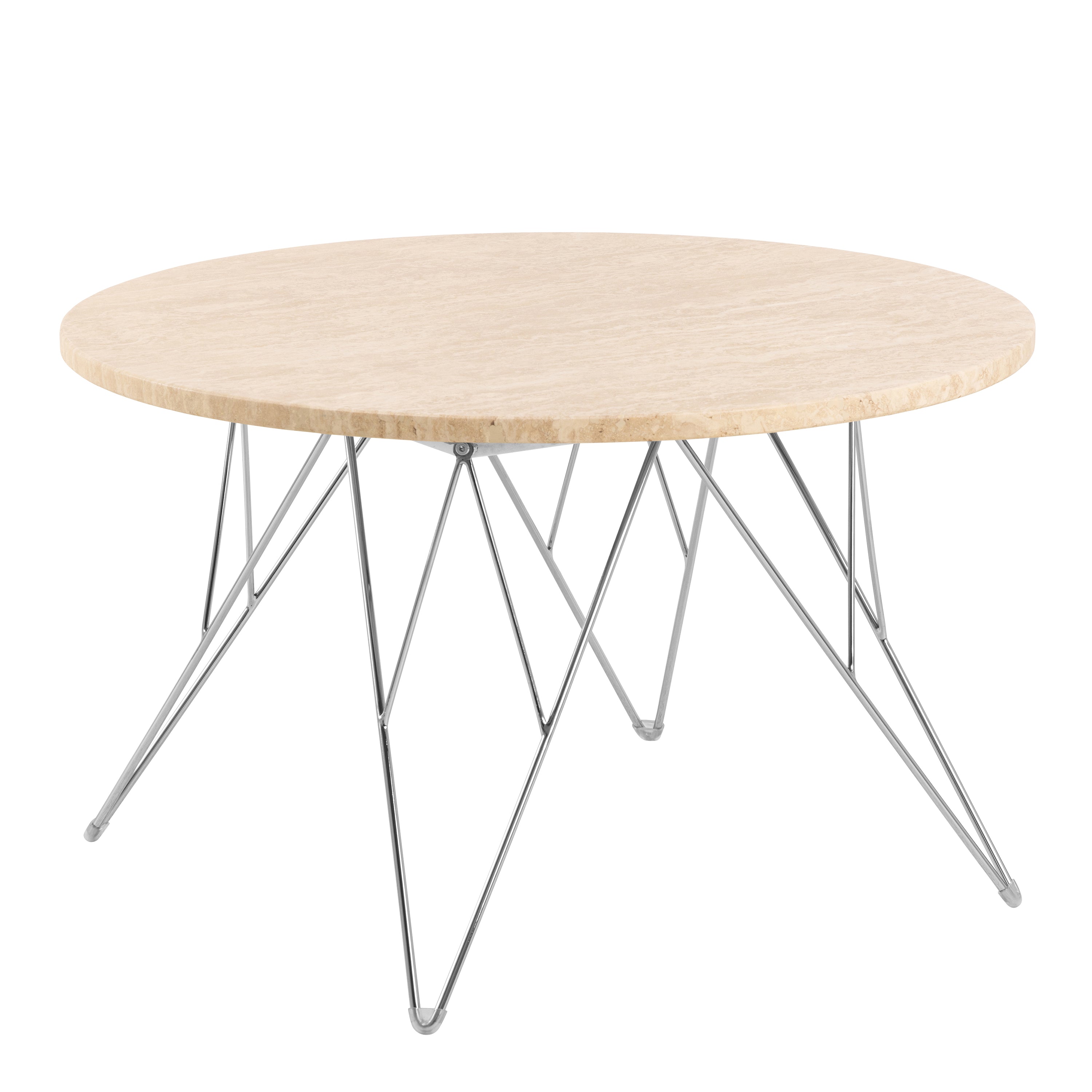 Prunus Round Coffee Table in Matt Beige and Chrome Steel Base 80x46.4cm – FTG