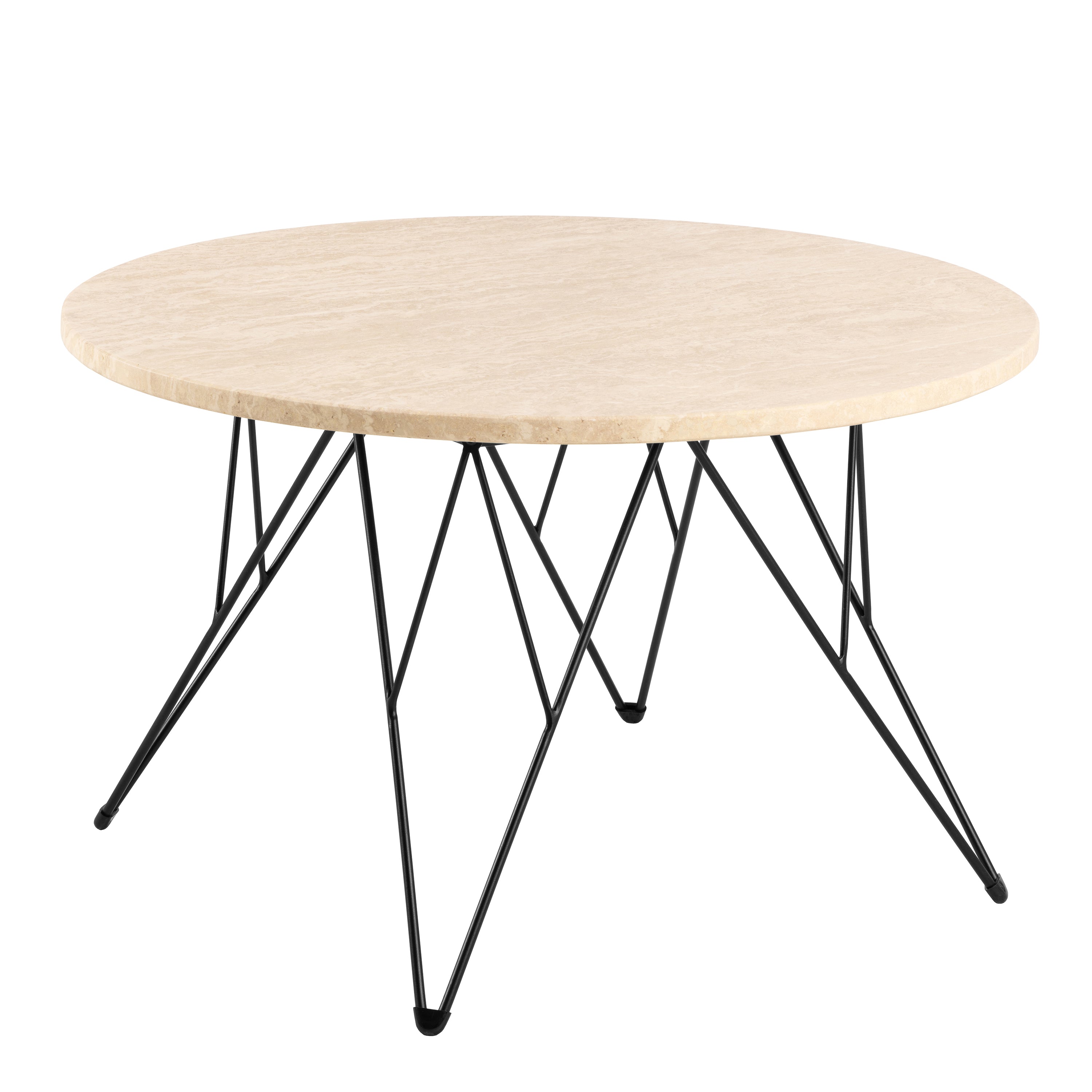 Prunus Round Coffee Table in Matt Beige and Matt Black Coated Steel Base 80x46.4cm – FTG