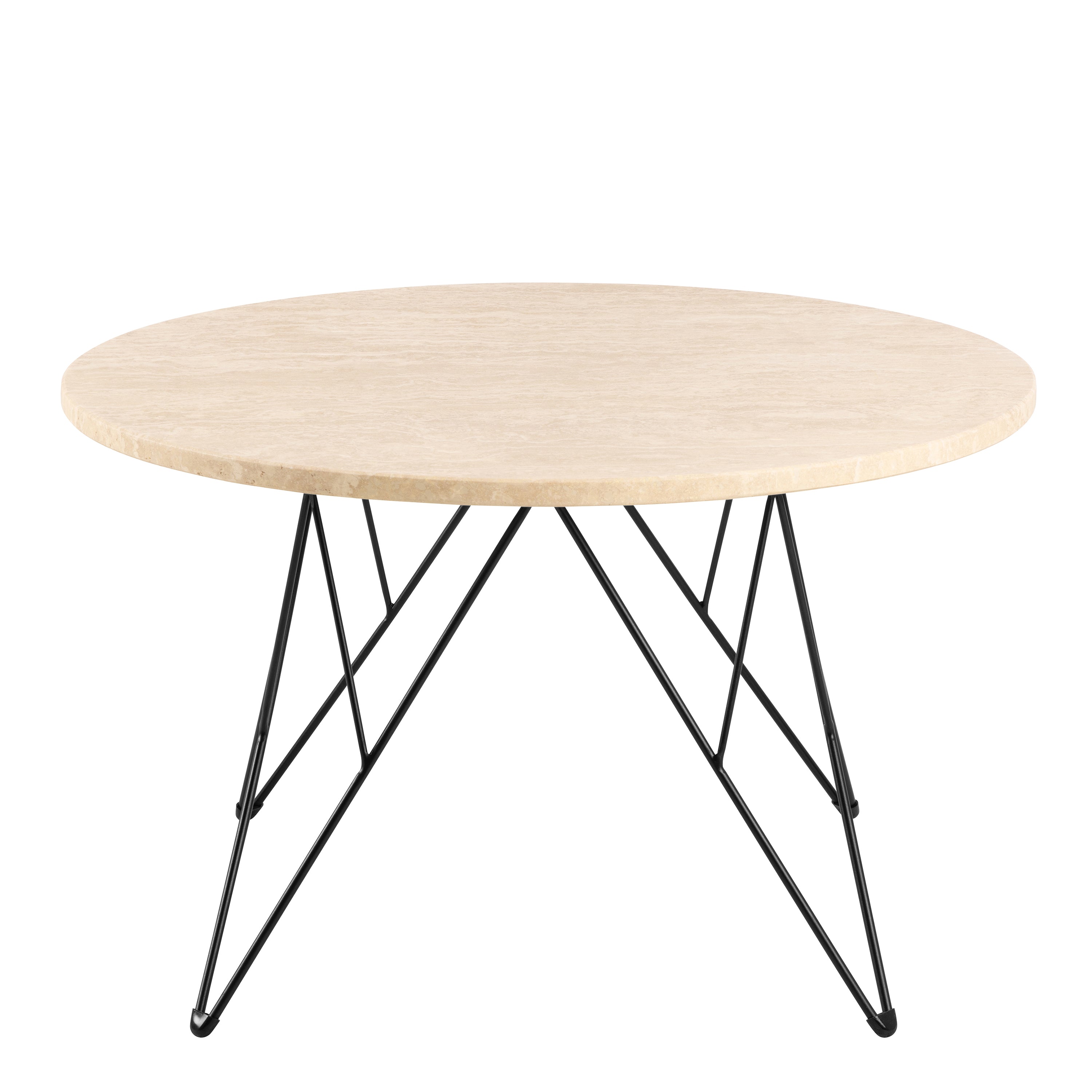 Prunus Round Coffee Table in Matt Beige and Matt Black Coated Steel Base 80x46.4cm – FTG, view 2
