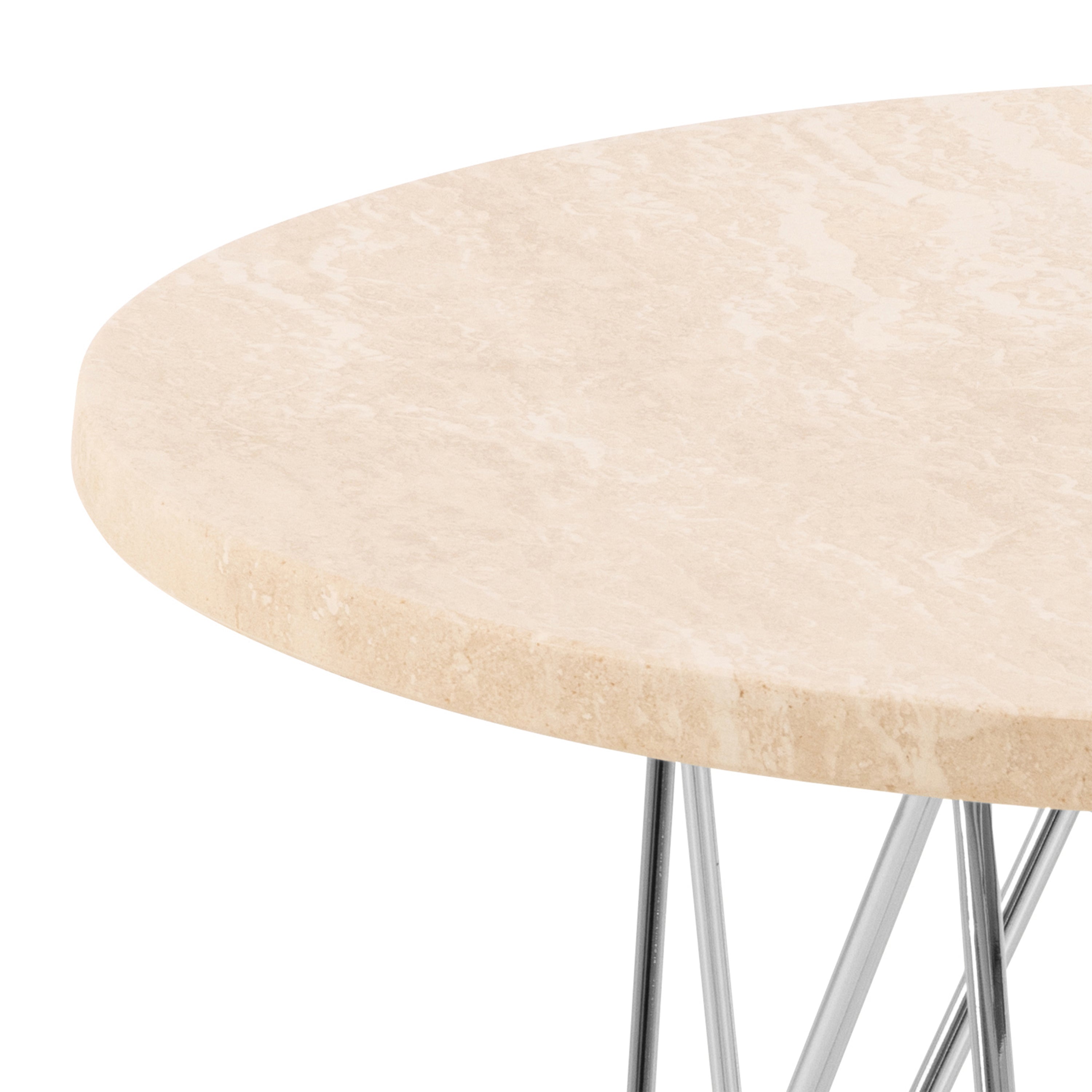 Prunus Round Side Table in Matt Beige and Chrome Steel Base 55x41.4cm – FTG, view 5