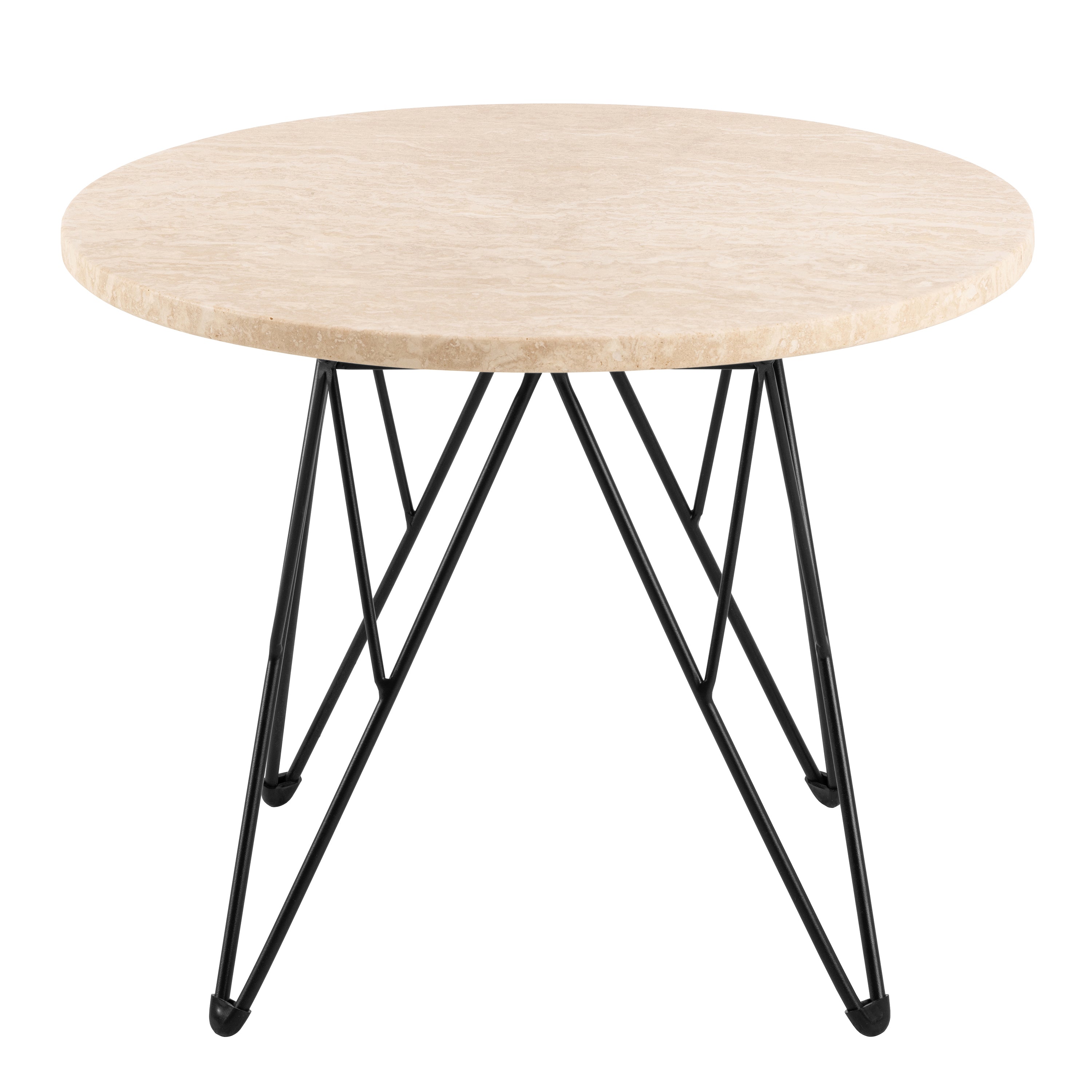 Prunus Round Side Table in Matt Beige and Black Coated Steel Base 55x41.4cm – FTG, view 2