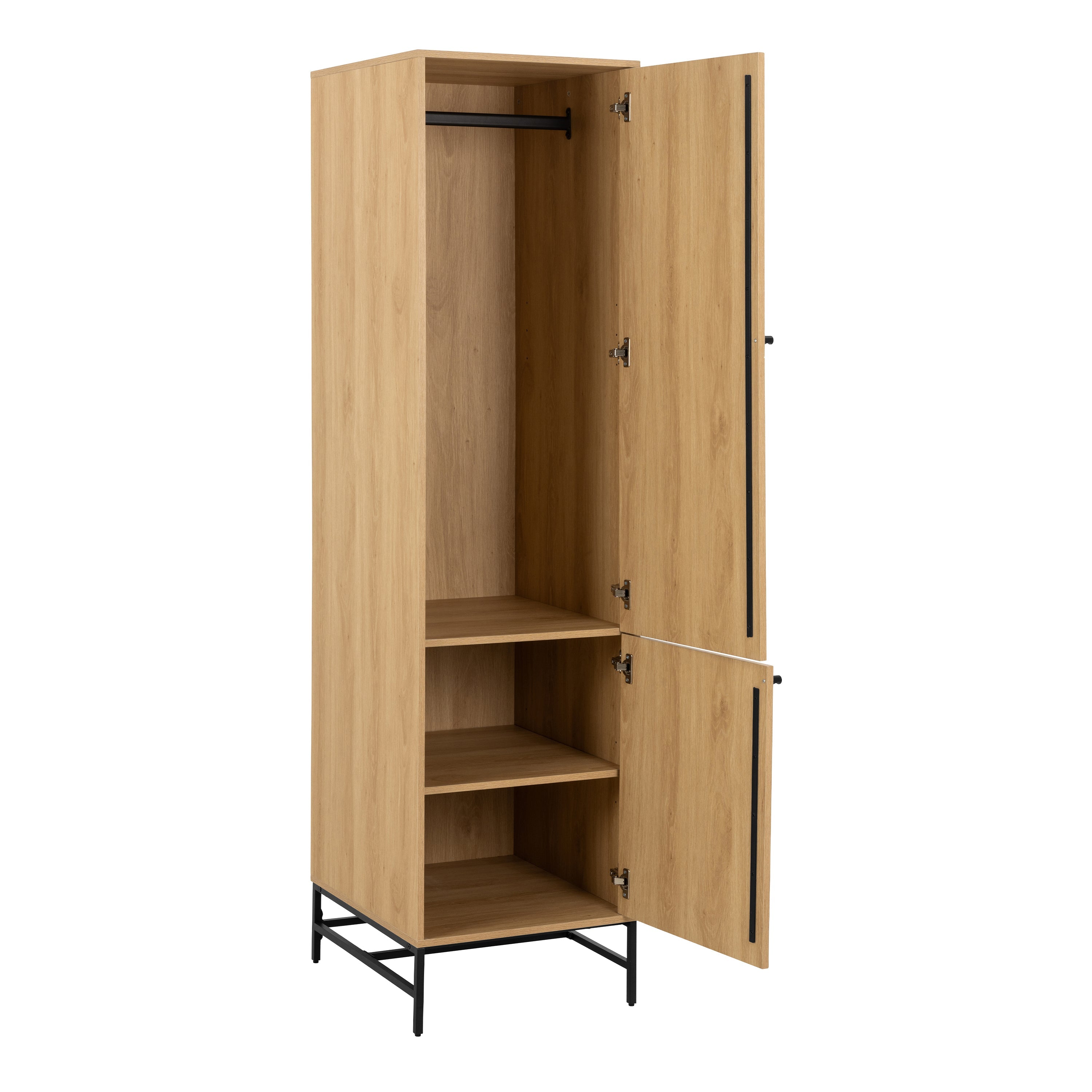 Albany Wardrobe 2 Doors in Oak/Black Legs – FTG, view 4