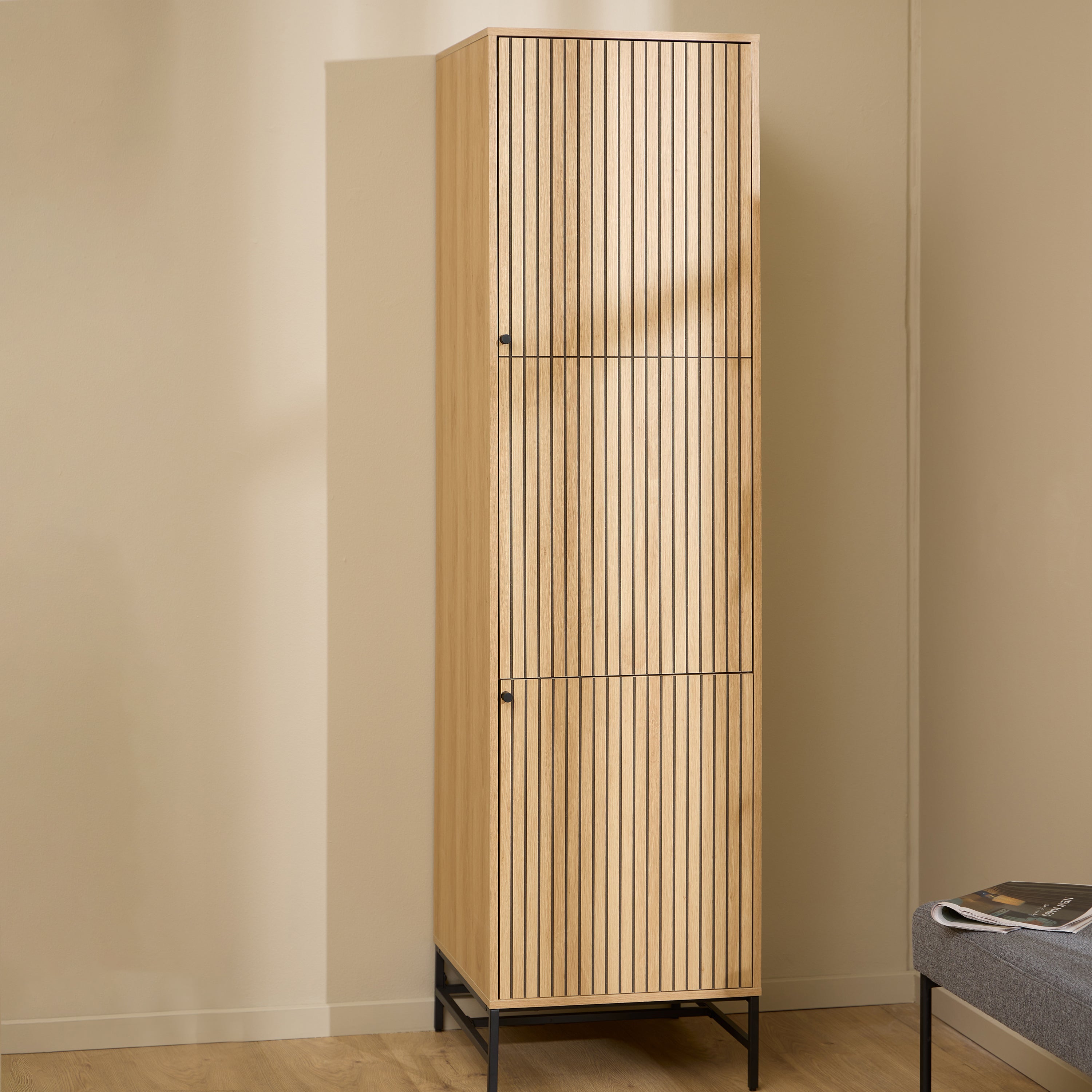 Albany Wardrobe 2 Doors in Oak/Black Legs – FTG, view 5