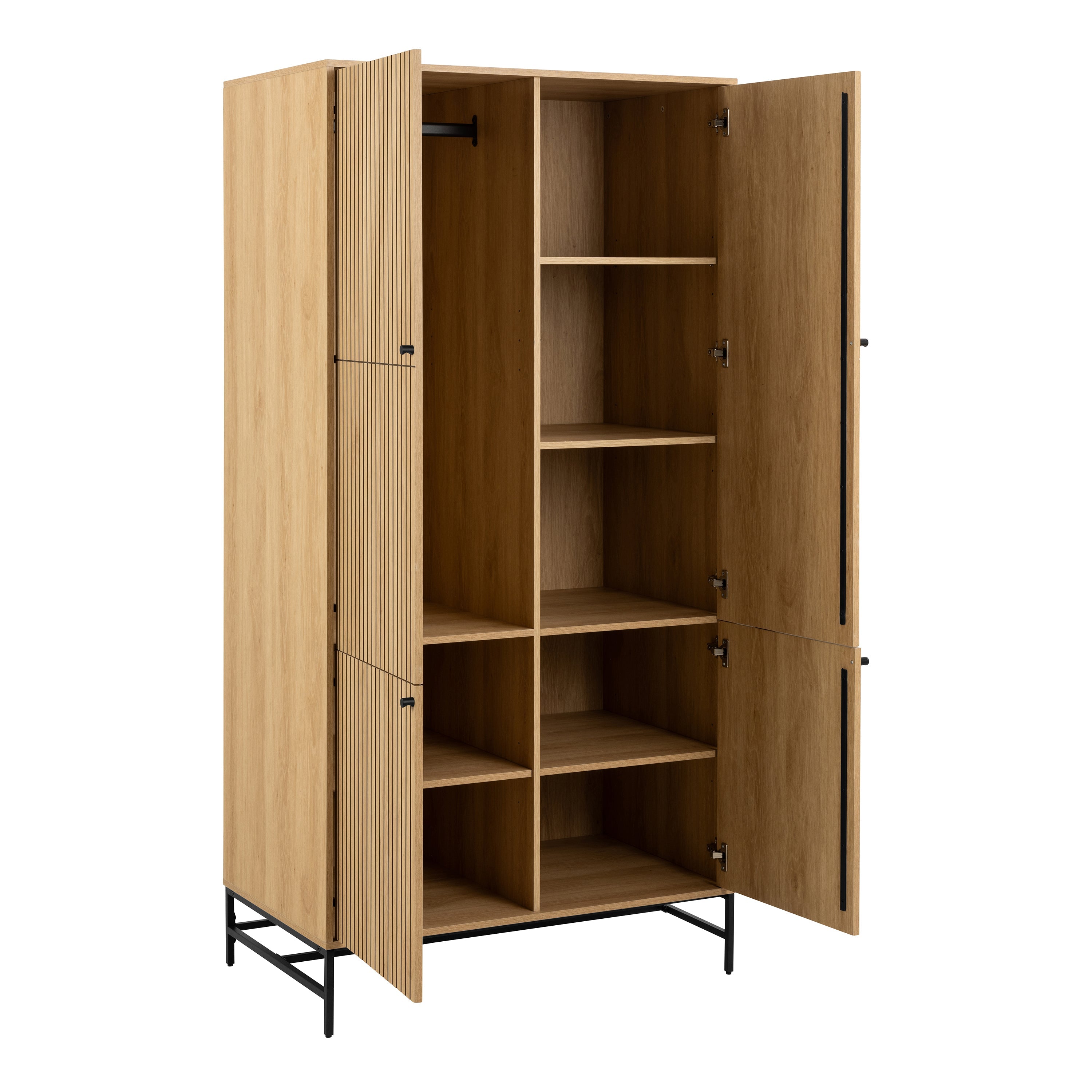Albany Wardrobe 4 Doors in Black/Oak – FTG, view 4
