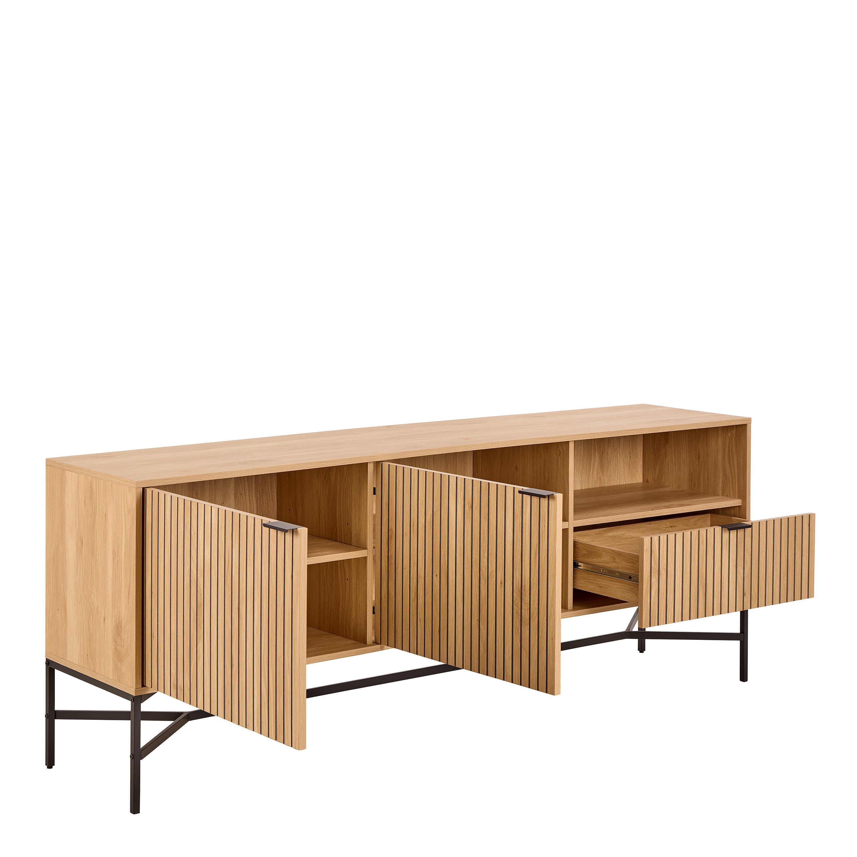 Jaipur Sideboard With 2 Doors and 2 Shelves in Oak – FTG, view 3