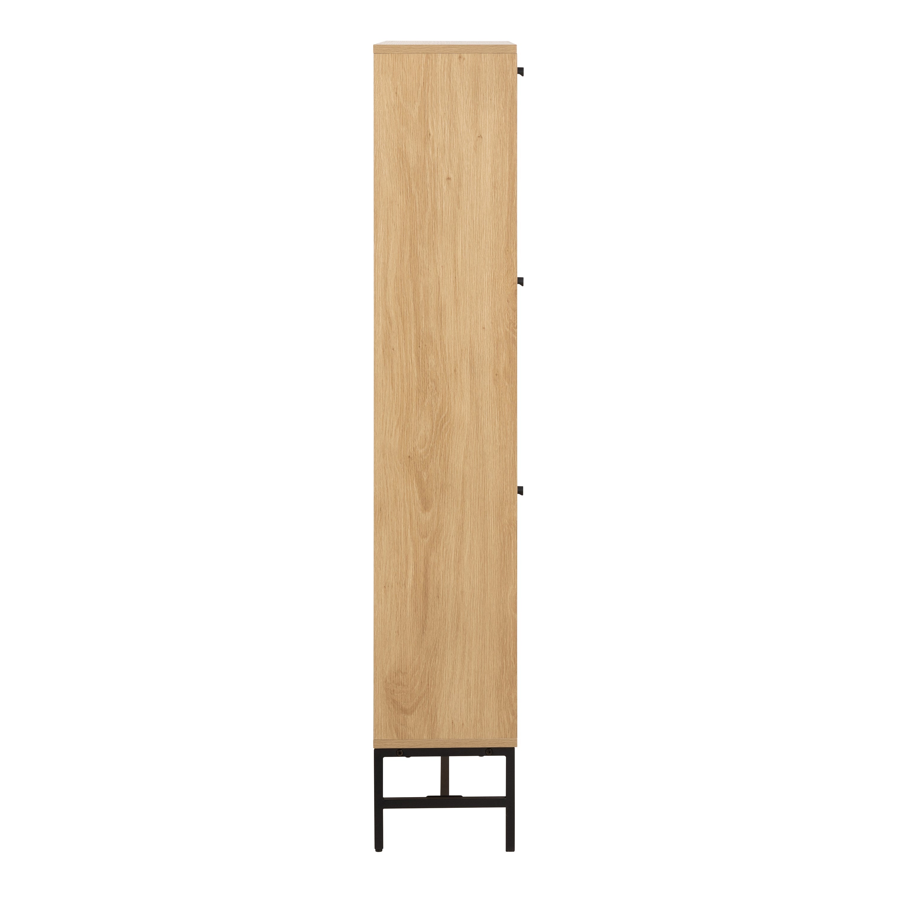 Albany Shoe Cabinet 3 Flip Down Doors in Oak/Black Legs – FTG, view 3