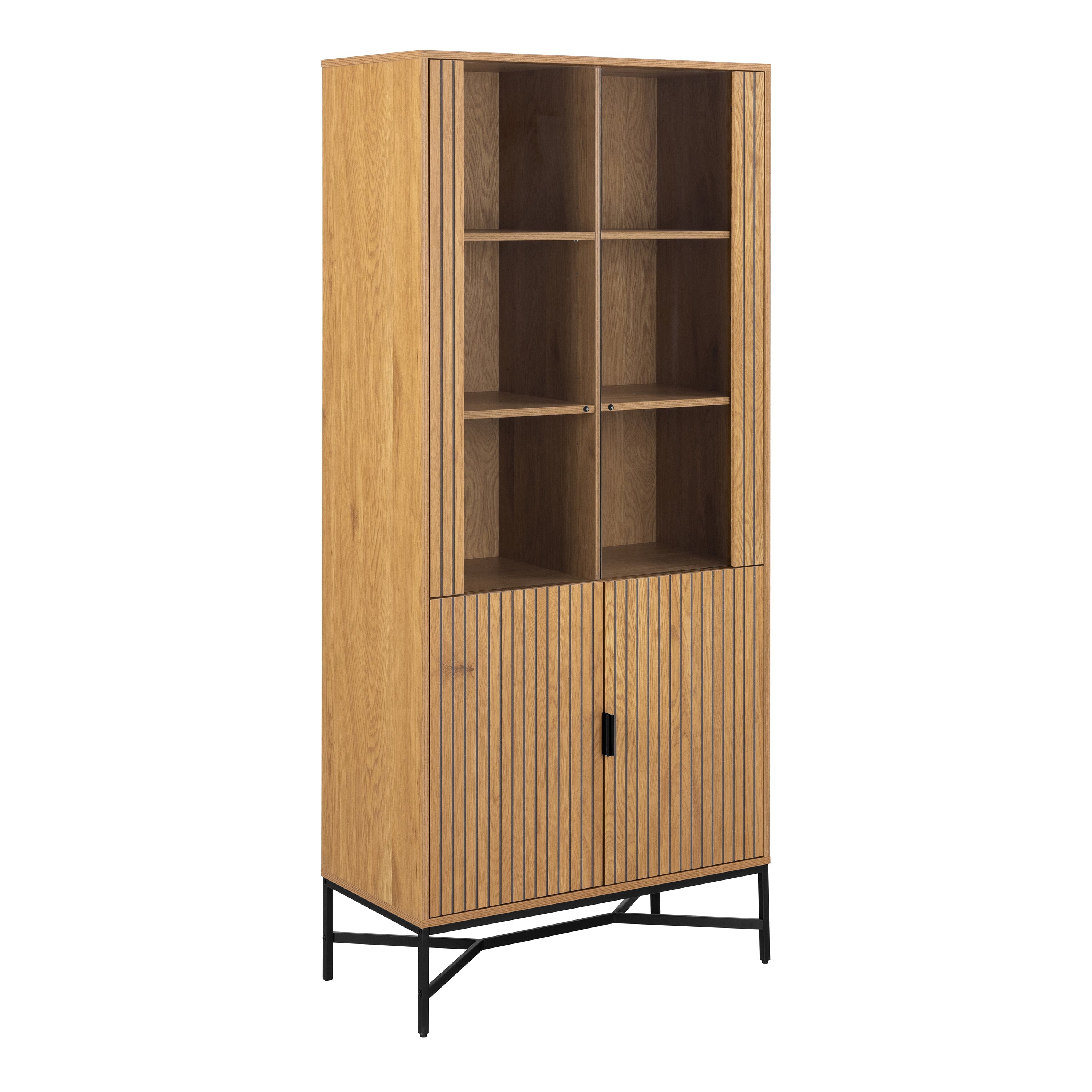 Jaipur Display Cabinet With 4 doors and 6 Shelves in Wild Oak – FTG