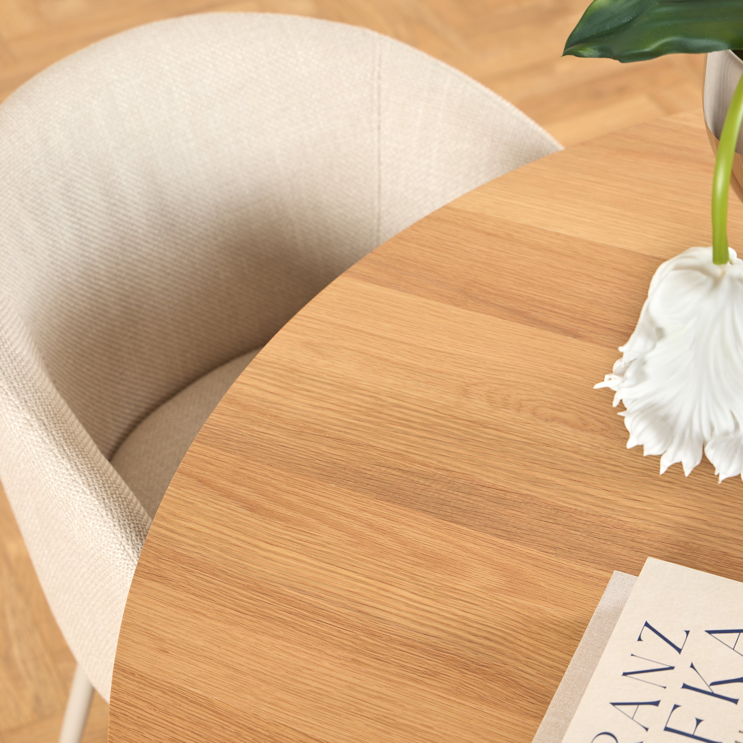Soli Round Dining Table in Oak/Grey 120x75cm – FTG, view 4