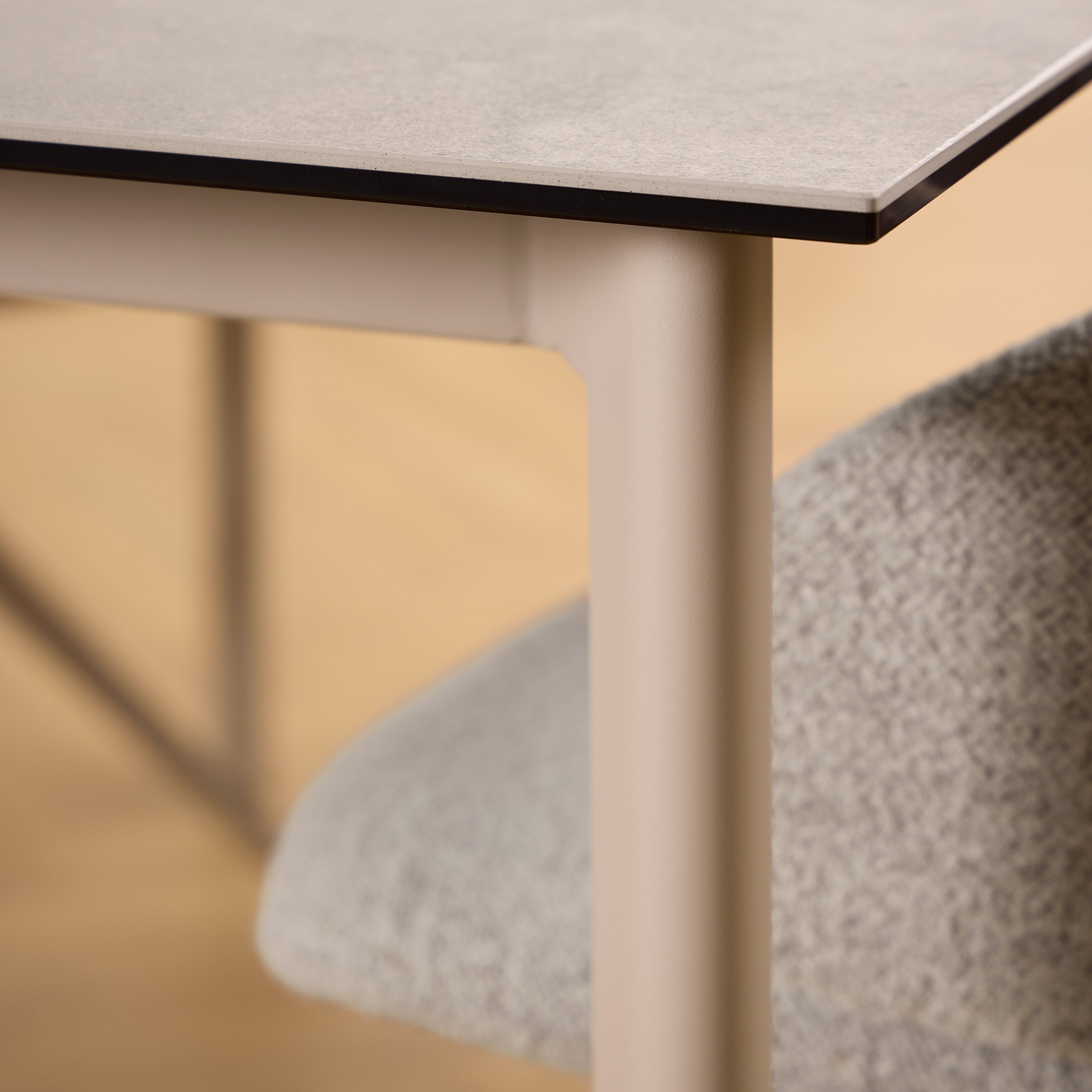 Palermo Ceramic Dining Table in Grey 160x75cm Included 4 Ella Swivel Beige Dining Chairs – FTG, view 4