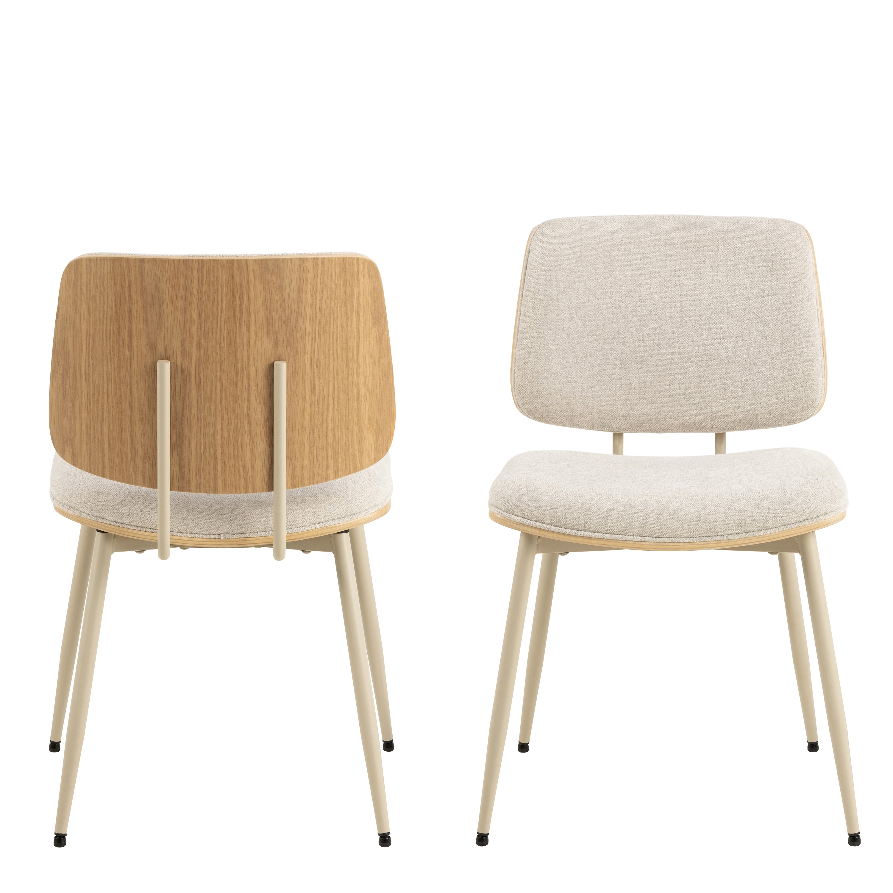 Ibiza Round Beige Dining Table with 4 Owen Dining Chairs in Beige