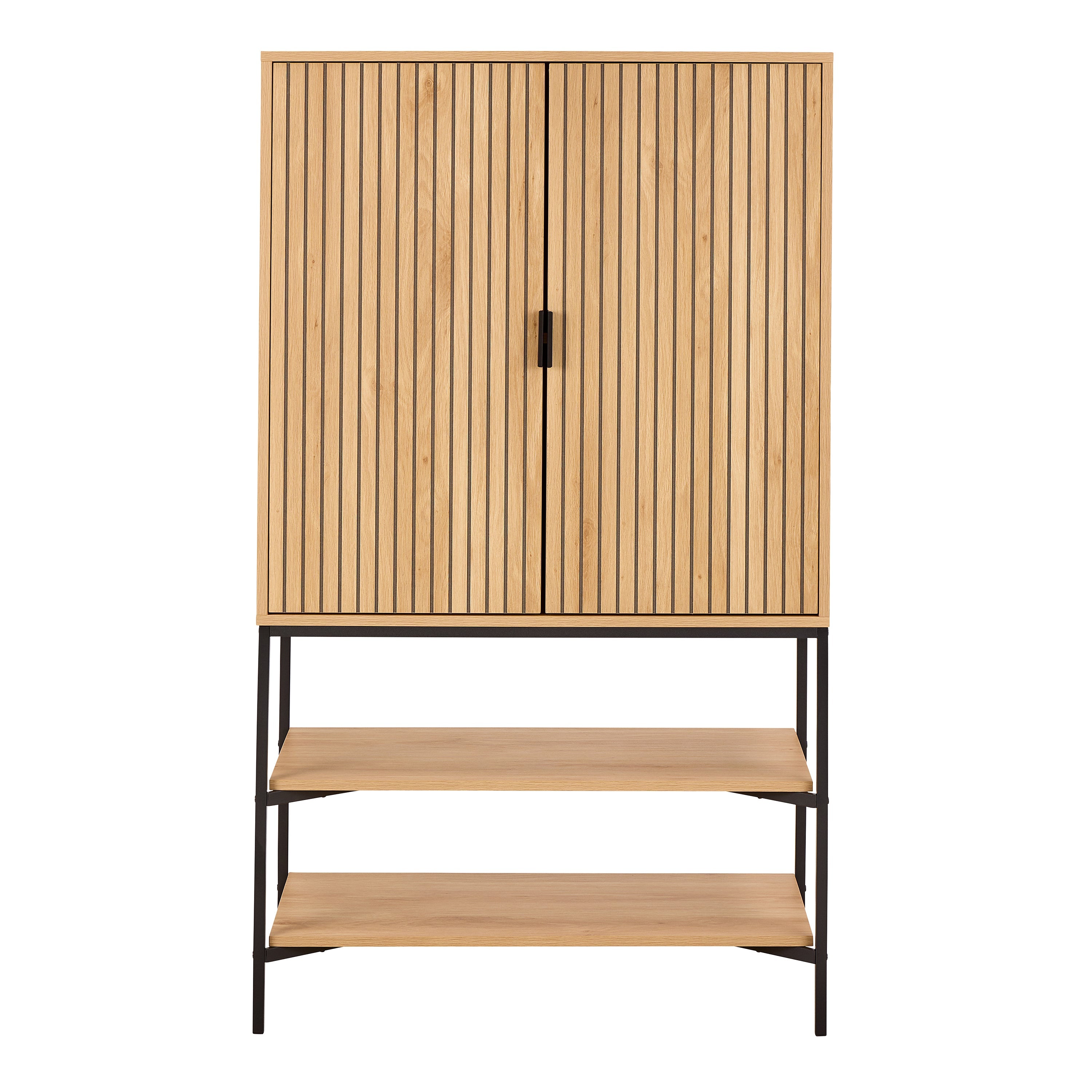 Jaipur Cabinet 2 Doors 3 Shelves With Oak Lamella Front – FTG, view 2