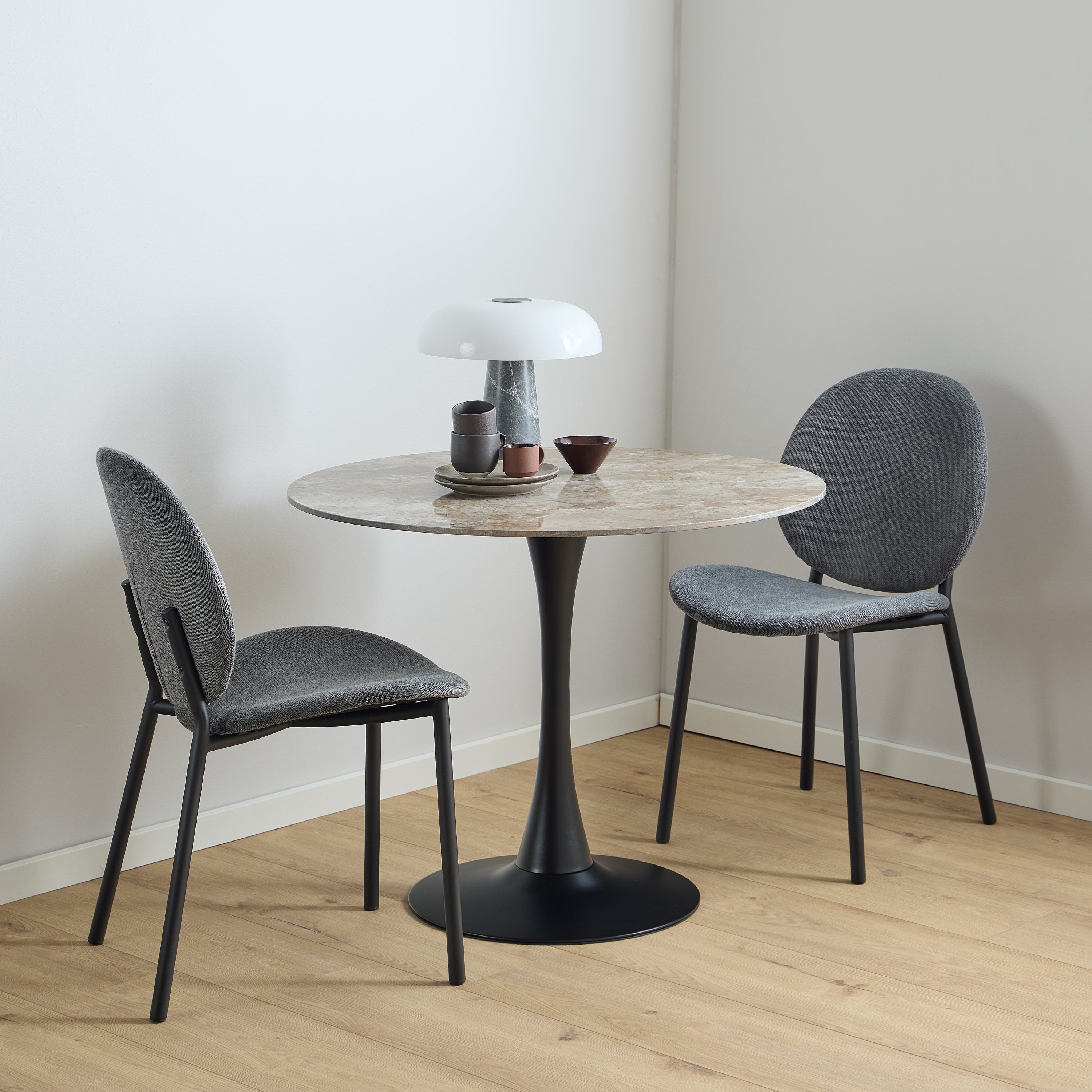 Malta Ceramic Round Dining Table Brown/Black 90x75 cm – FTG, view 2