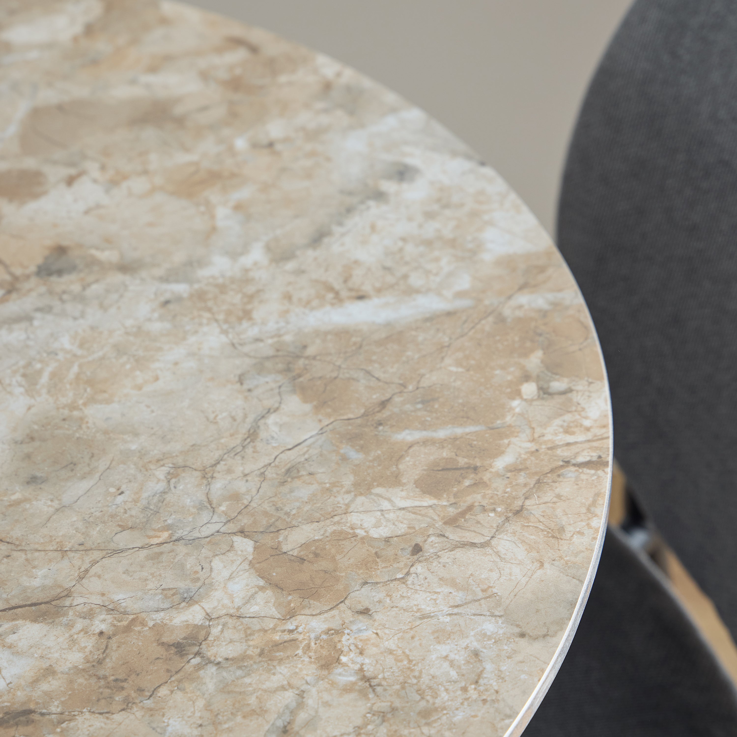 Malta Ceramic Round Dining Table Brown/Black 90x75 cm – FTG, view 3