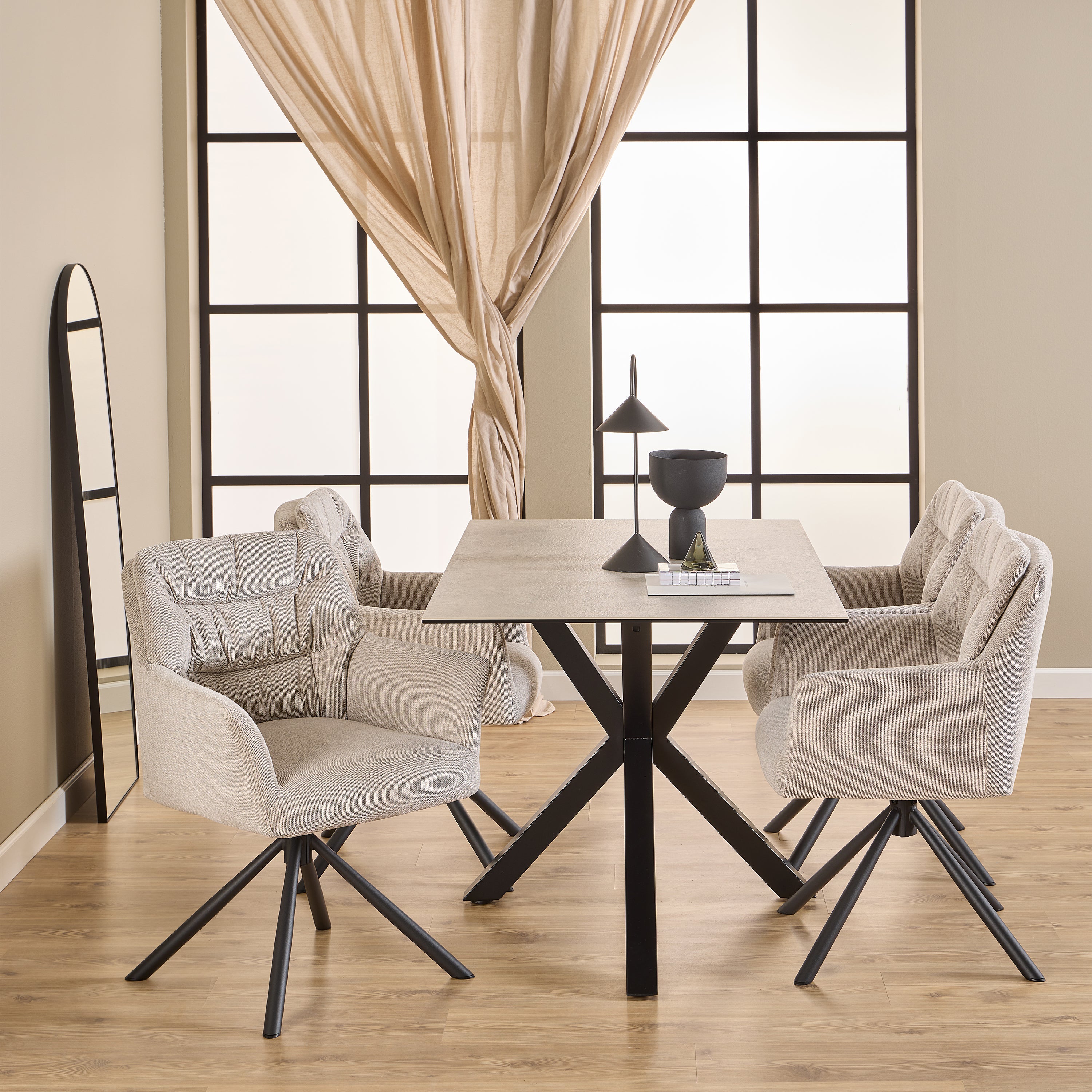 Heaven Dining Table with Ceramic Grey Top 135cm – FTG, view 3