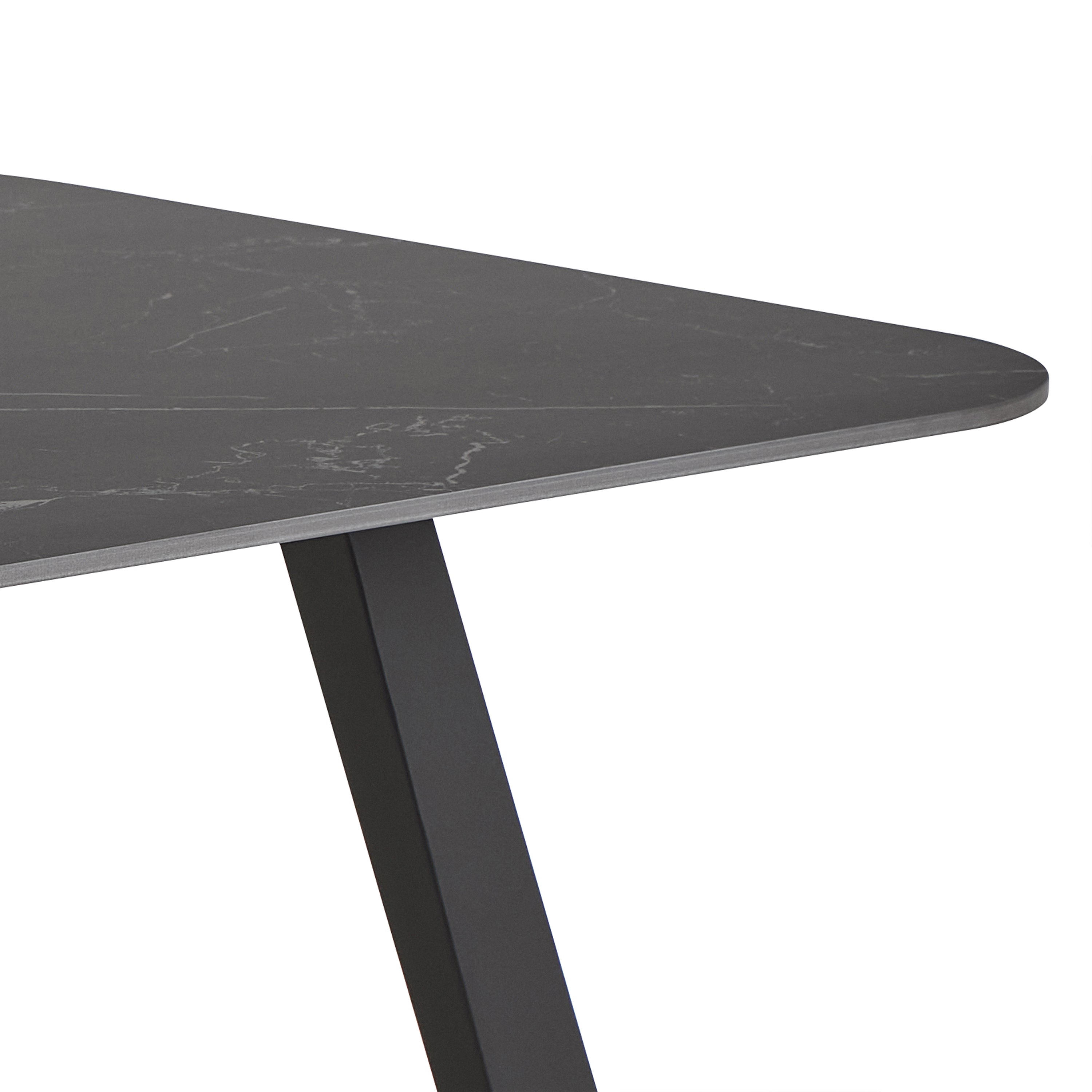 Antalya Dining Table with Black Ceramic Top & Black Metal Base