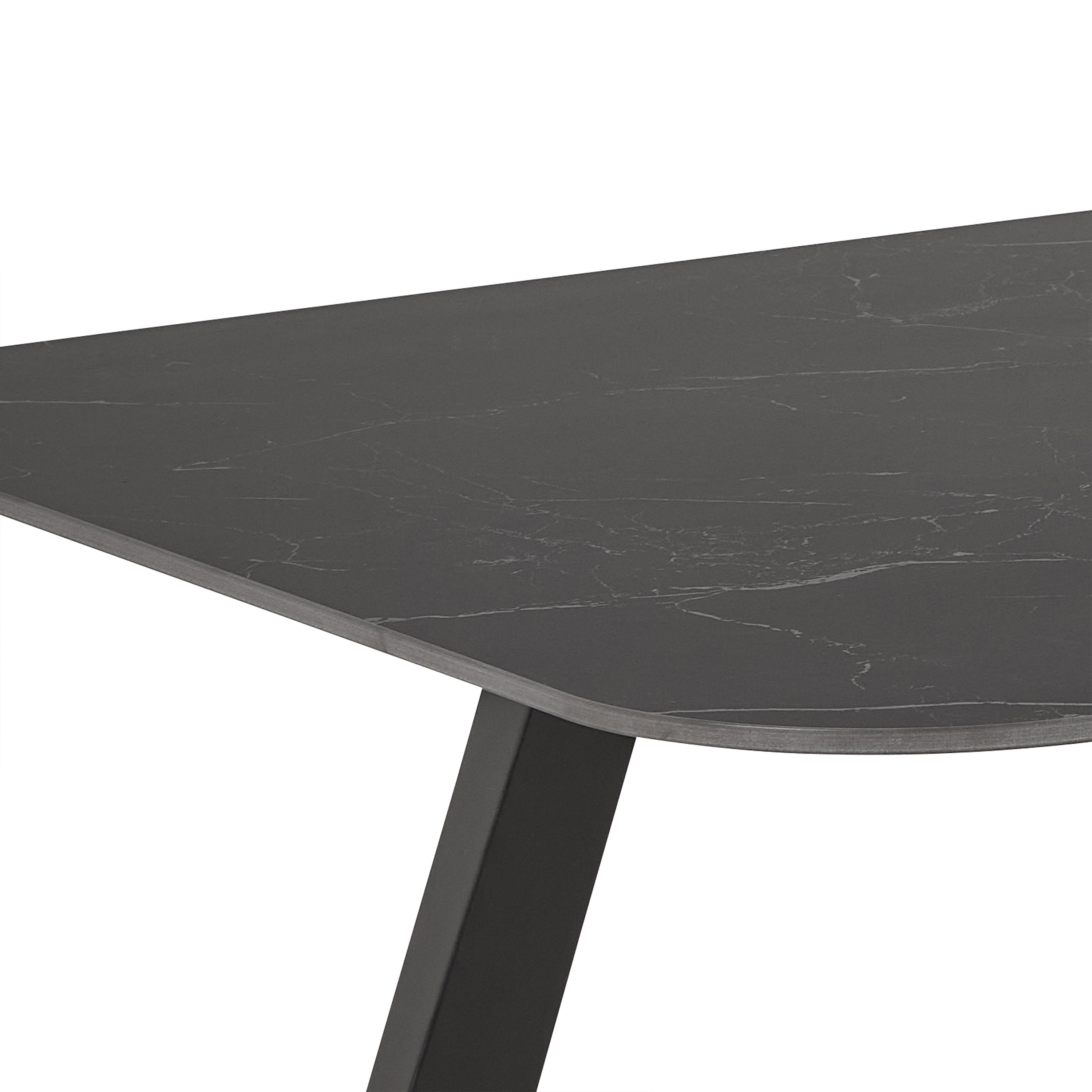 Antalya Dining Table with Black Ceramic Top & Black Metal Base