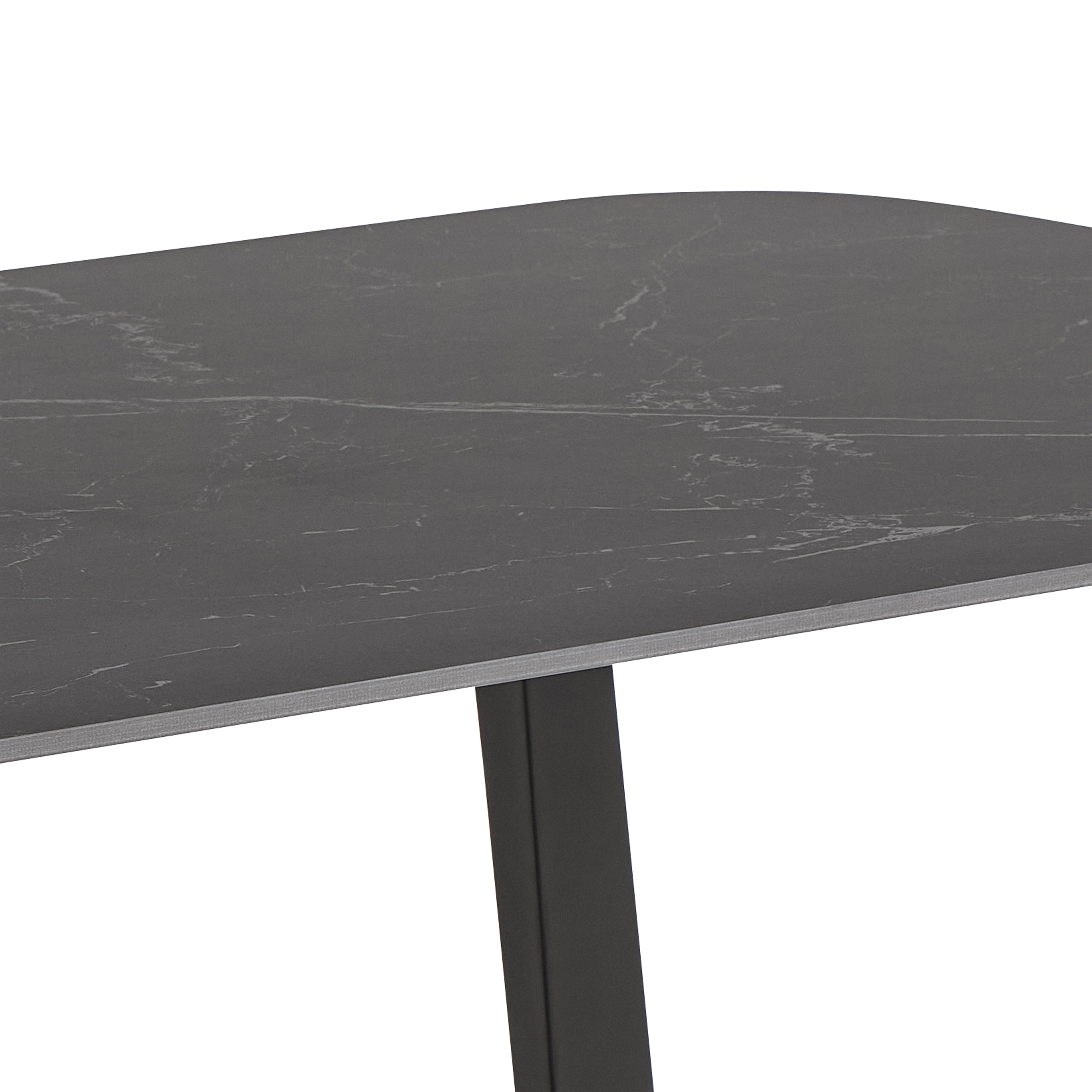 Antalya Dining Table with Black Ceramic Top & Black Metal Base