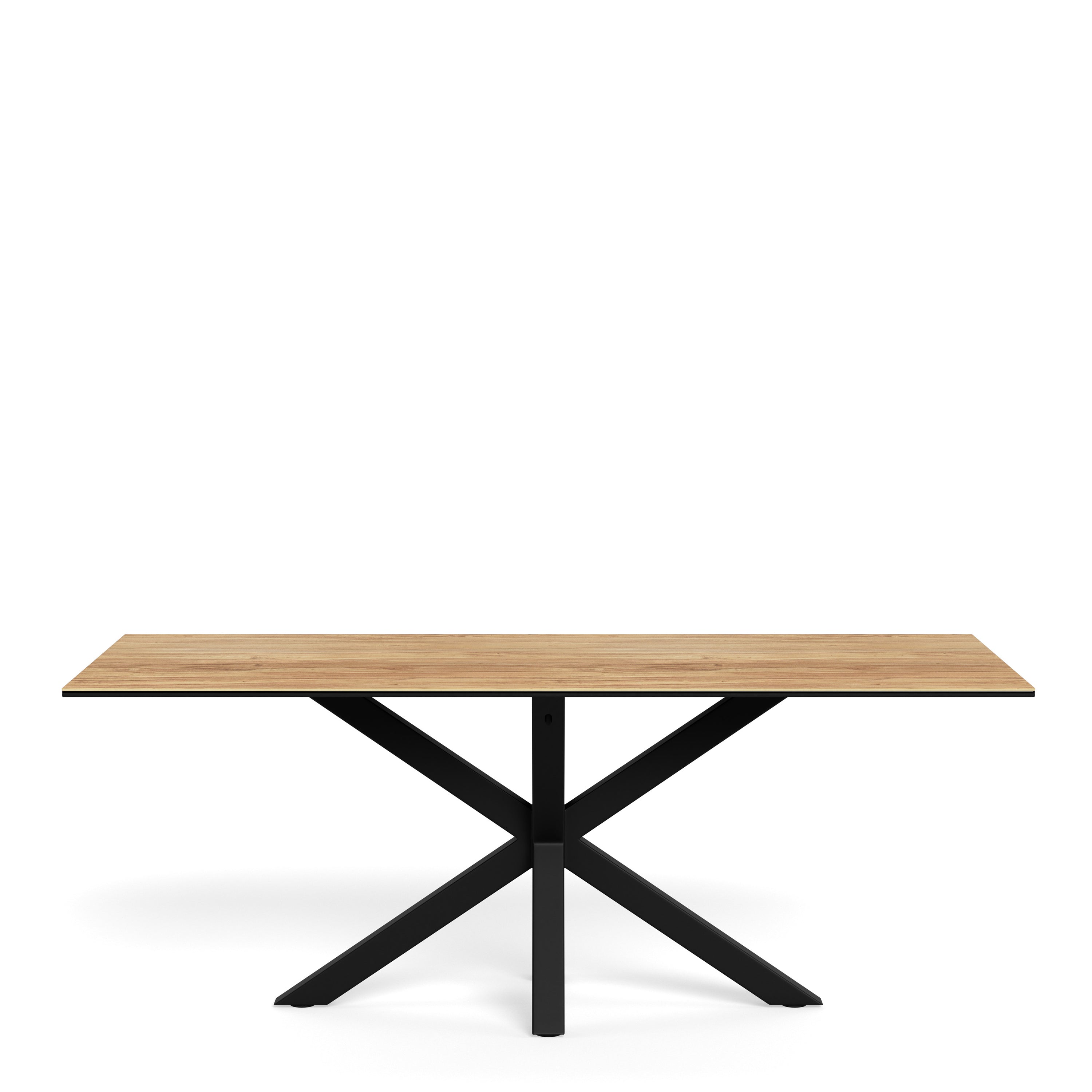 Heaven Dining Table with Wild Oak Ceramic Glass Top in Black 200x100cm
