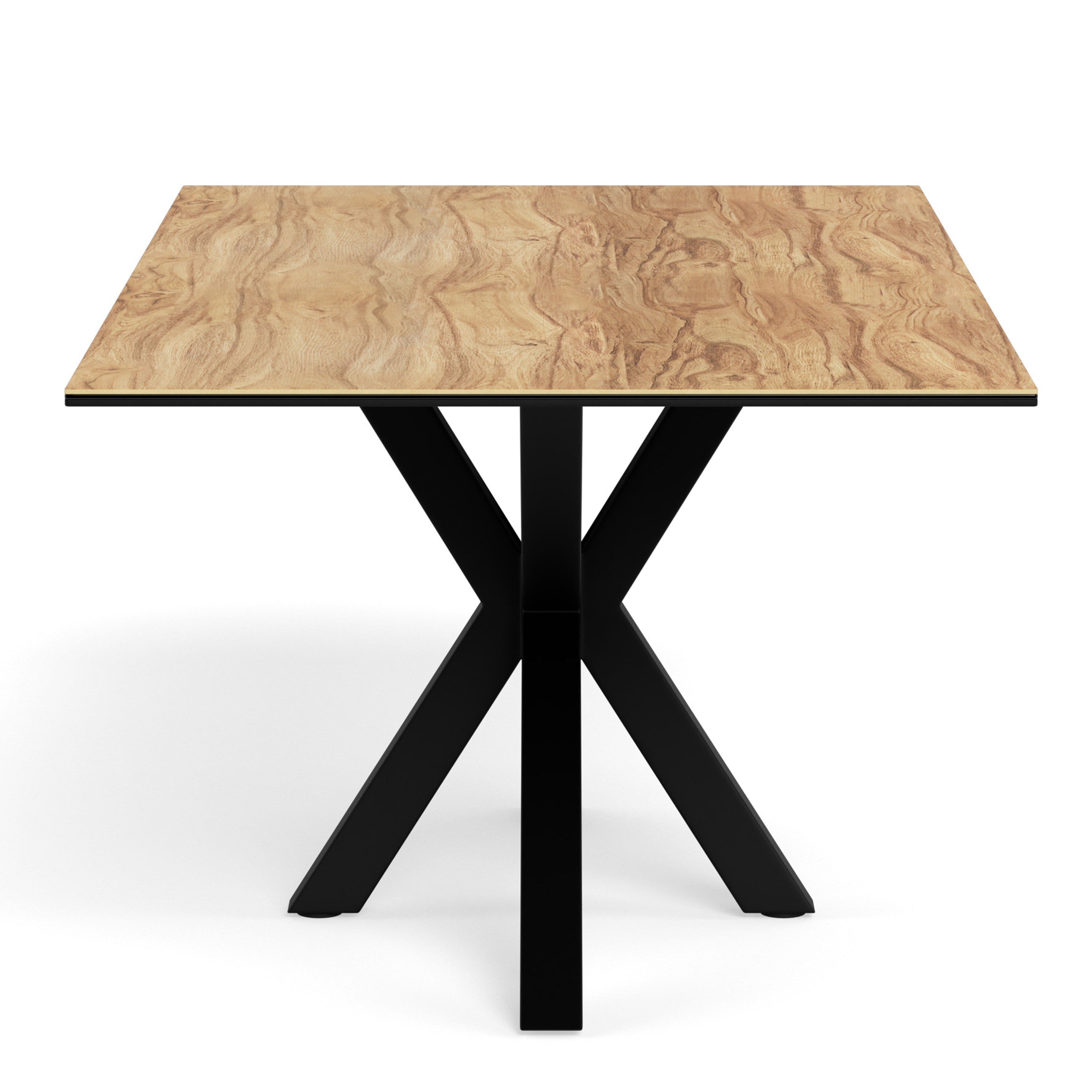 Heaven Dining Table with Wild Oak Ceramic Glass Top in Black 200x100cm
