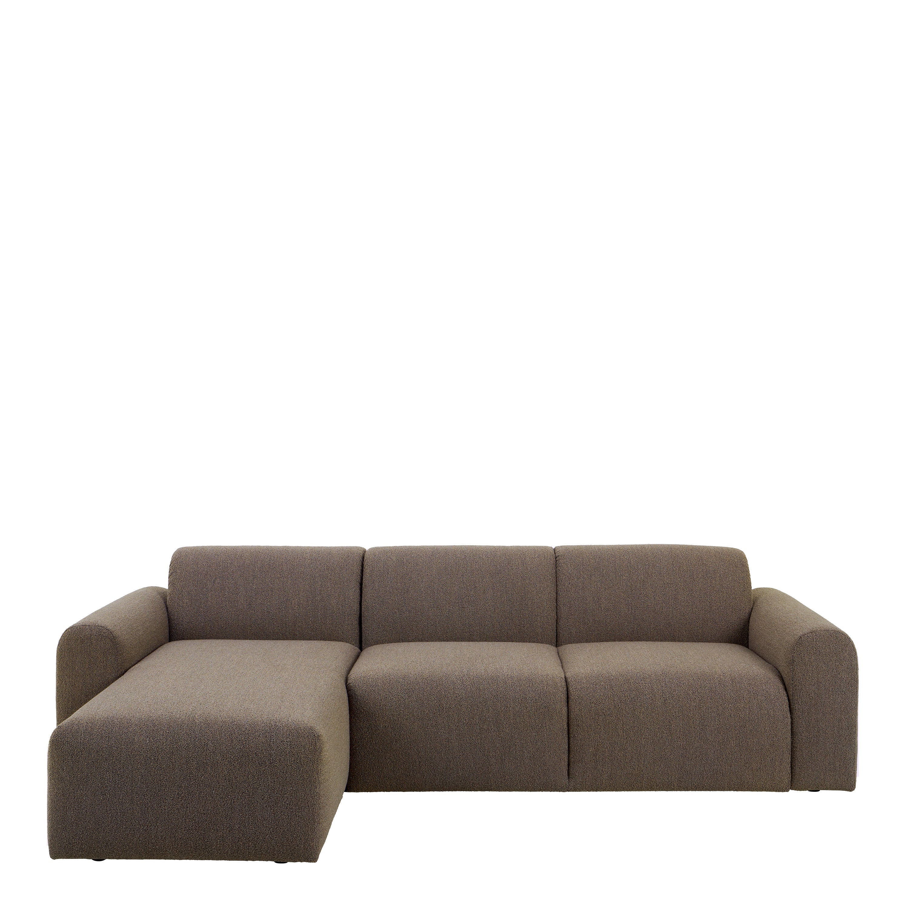 Midfield Left Hand Facing 2 Seater Chaise Longue in Boucle Taupe Fabric – FTG, view 2