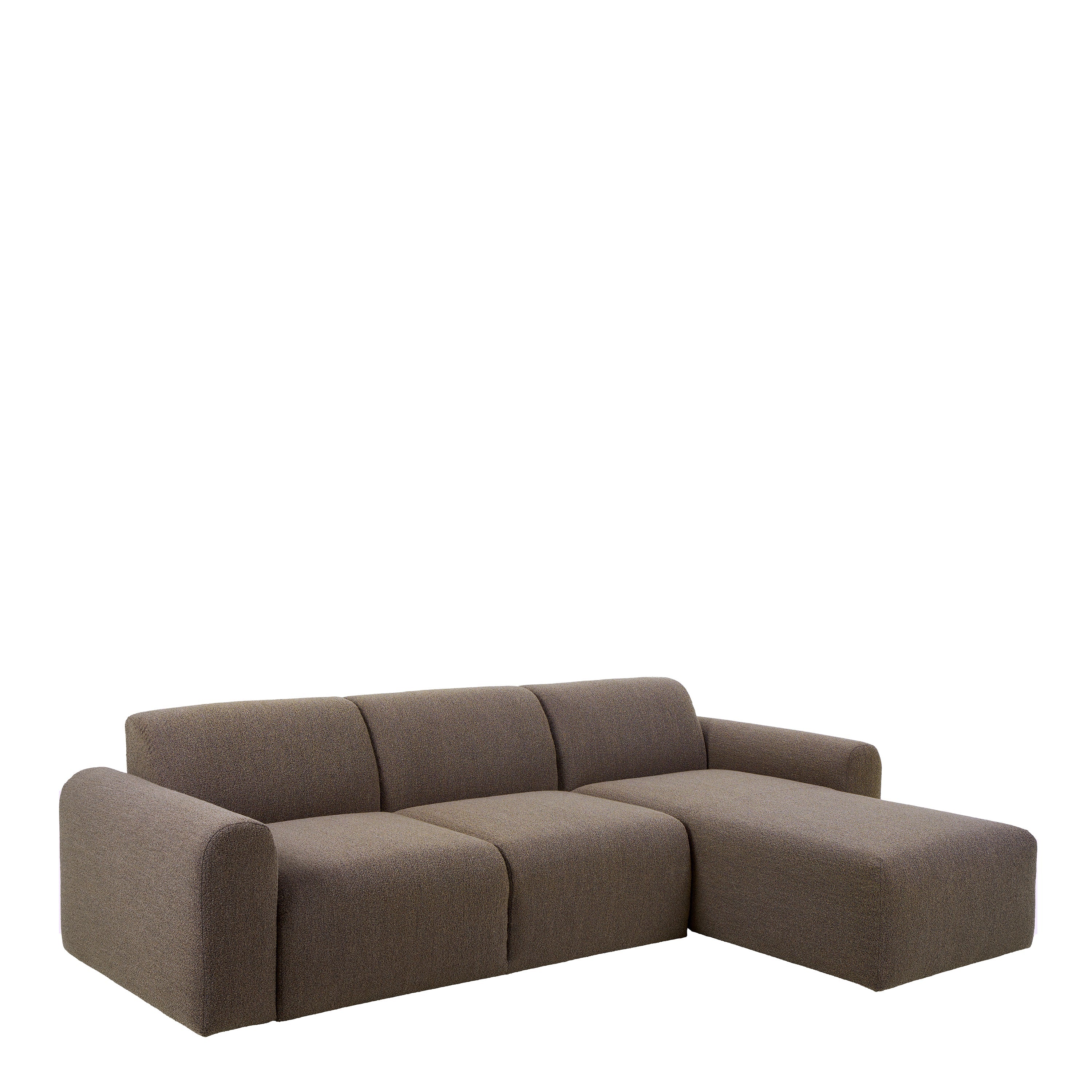 Midfield Right Hand Facing 2 Seater Chaise Longue in Boucle Taupe Fabric – FTG