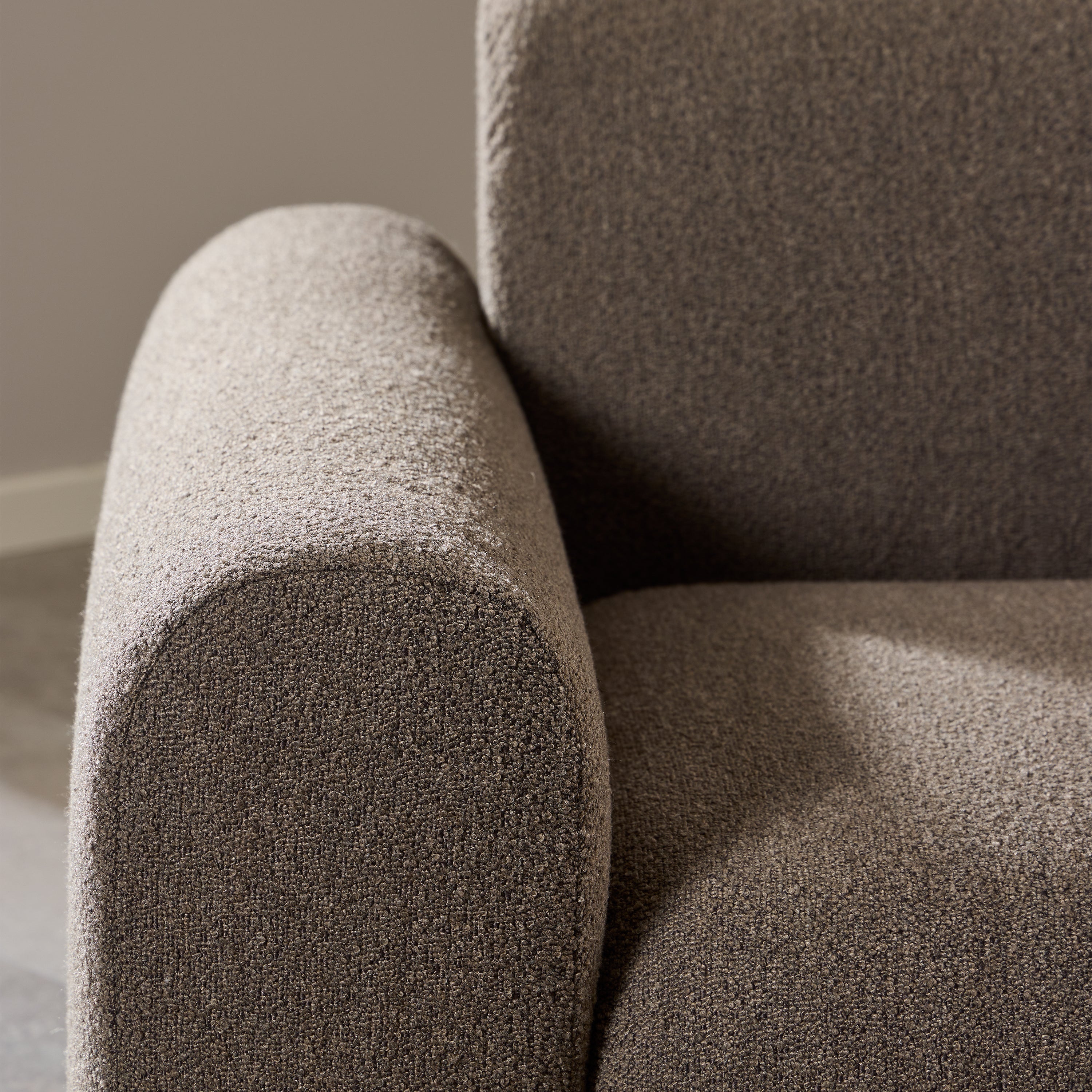 Midfield Right Hand Facing 2 Seater Chaise Longue in Boucle Taupe Fabric – FTG, view 6