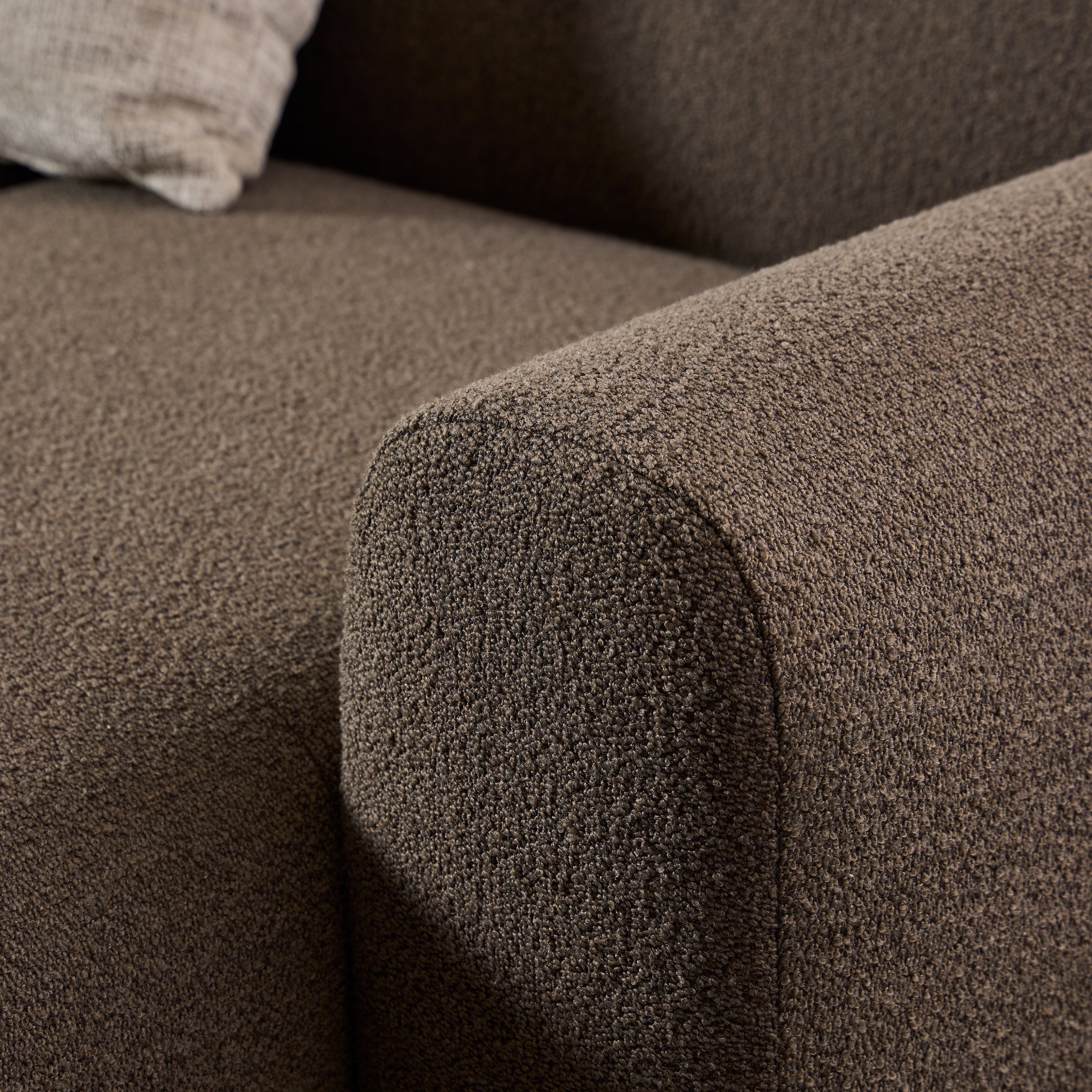Midfield Right Hand Facing 2 Seater Chaise Longue in Boucle Taupe Fabric – FTG, view 7