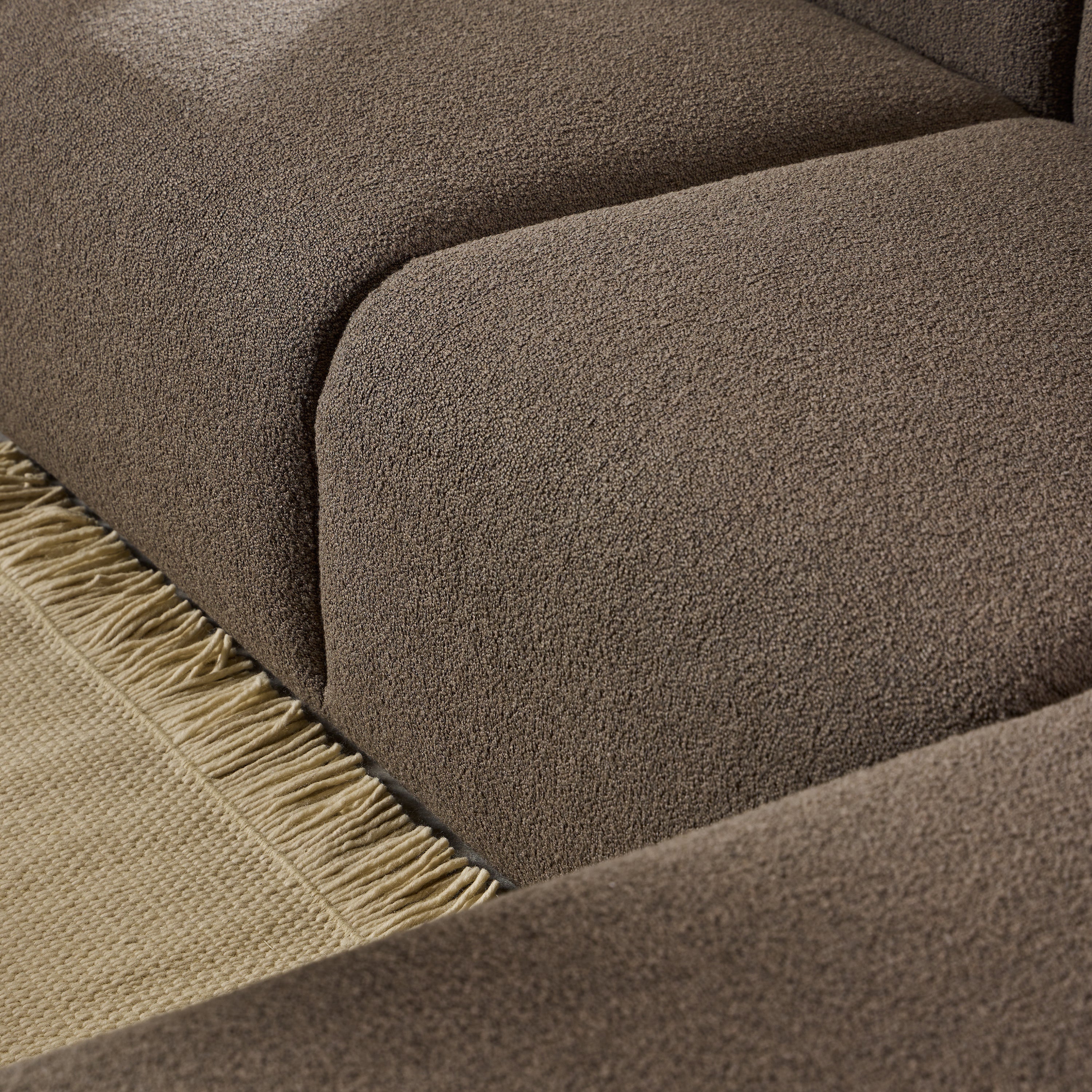 Midfield Right Hand Facing 2 Seater Chaise Longue in Boucle Taupe Fabric – FTG, view 8