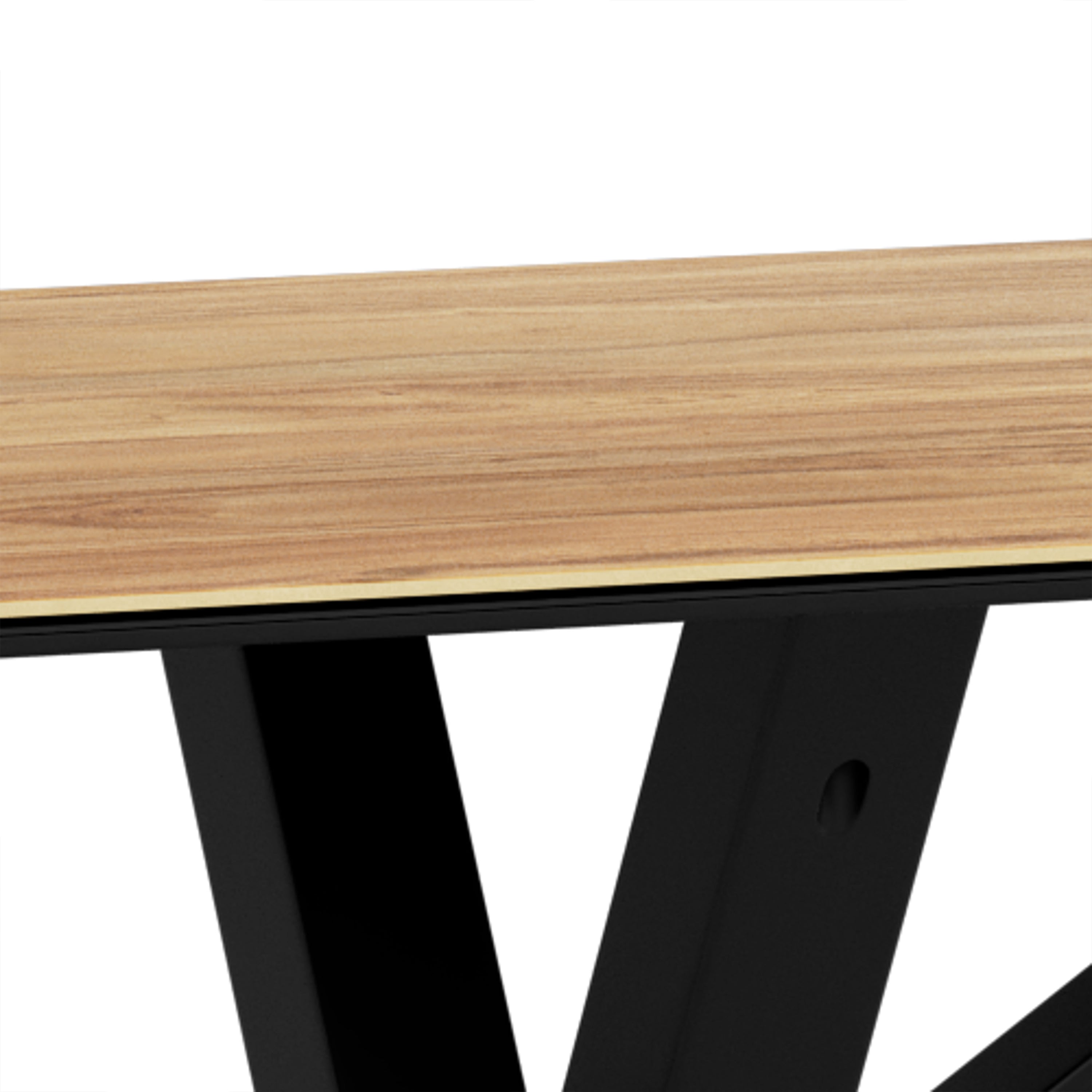 Heaven Dining Table with Wild Oak Ceramic Glass Top in Black 135x80cm