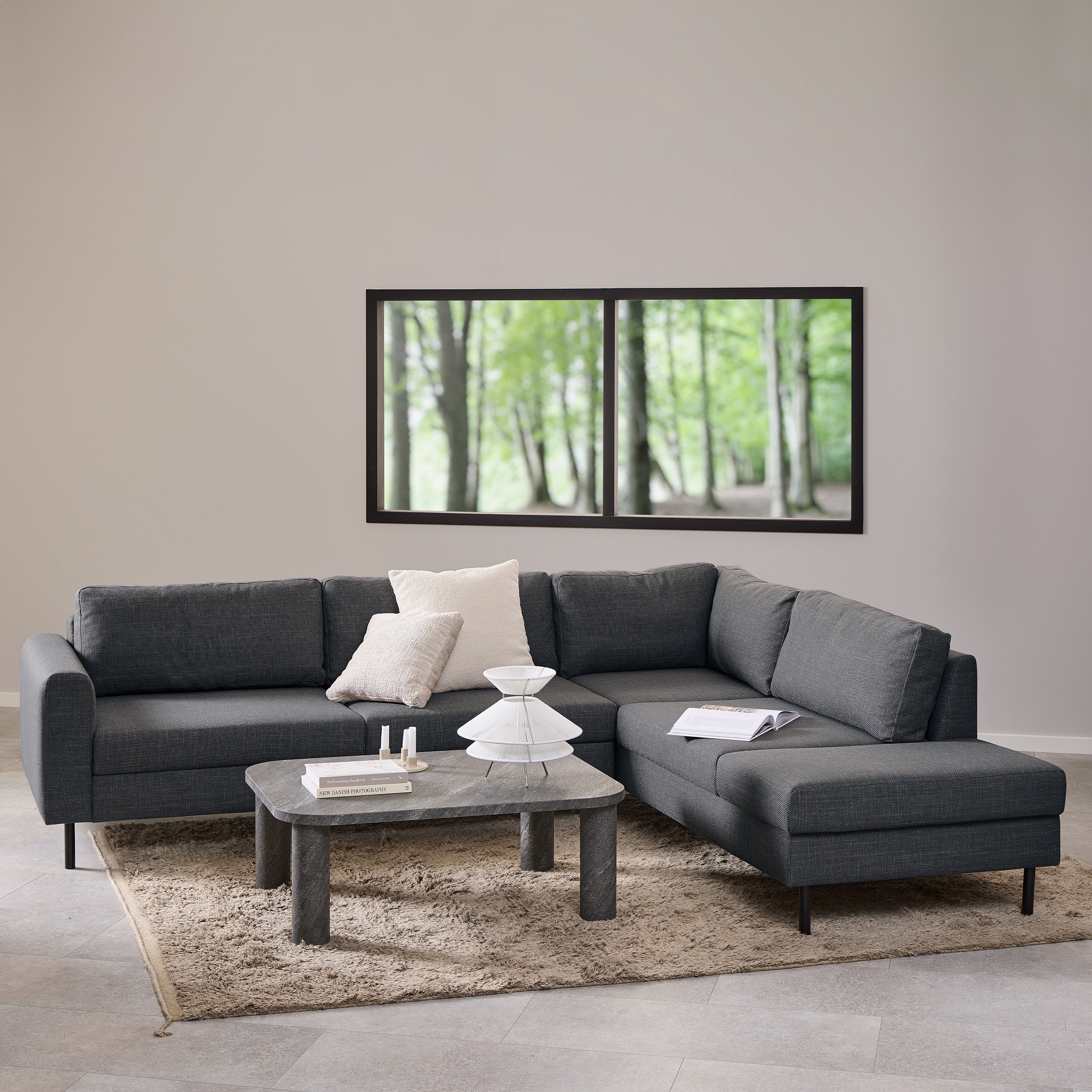 Omaha Right Hand Facing Corner Sofa in Dark Grey Fabric – FTG, view 4