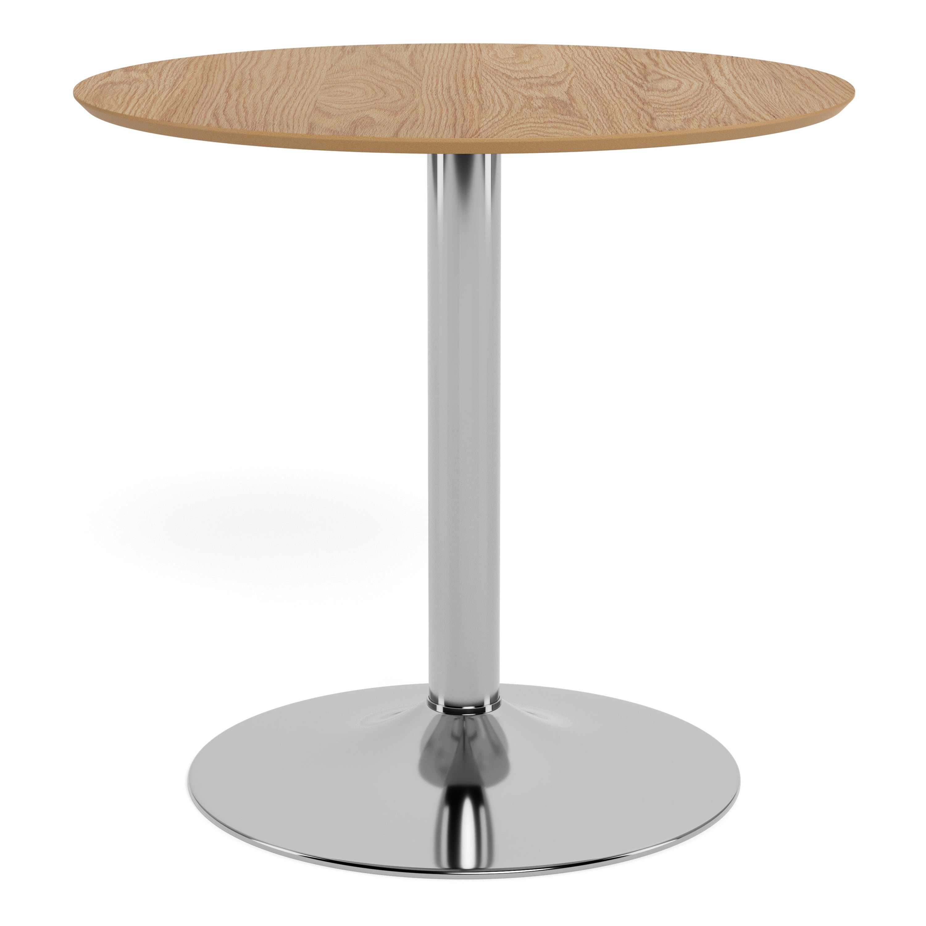 Ibiza Round Café Table in Matt Oak with Chrome Base