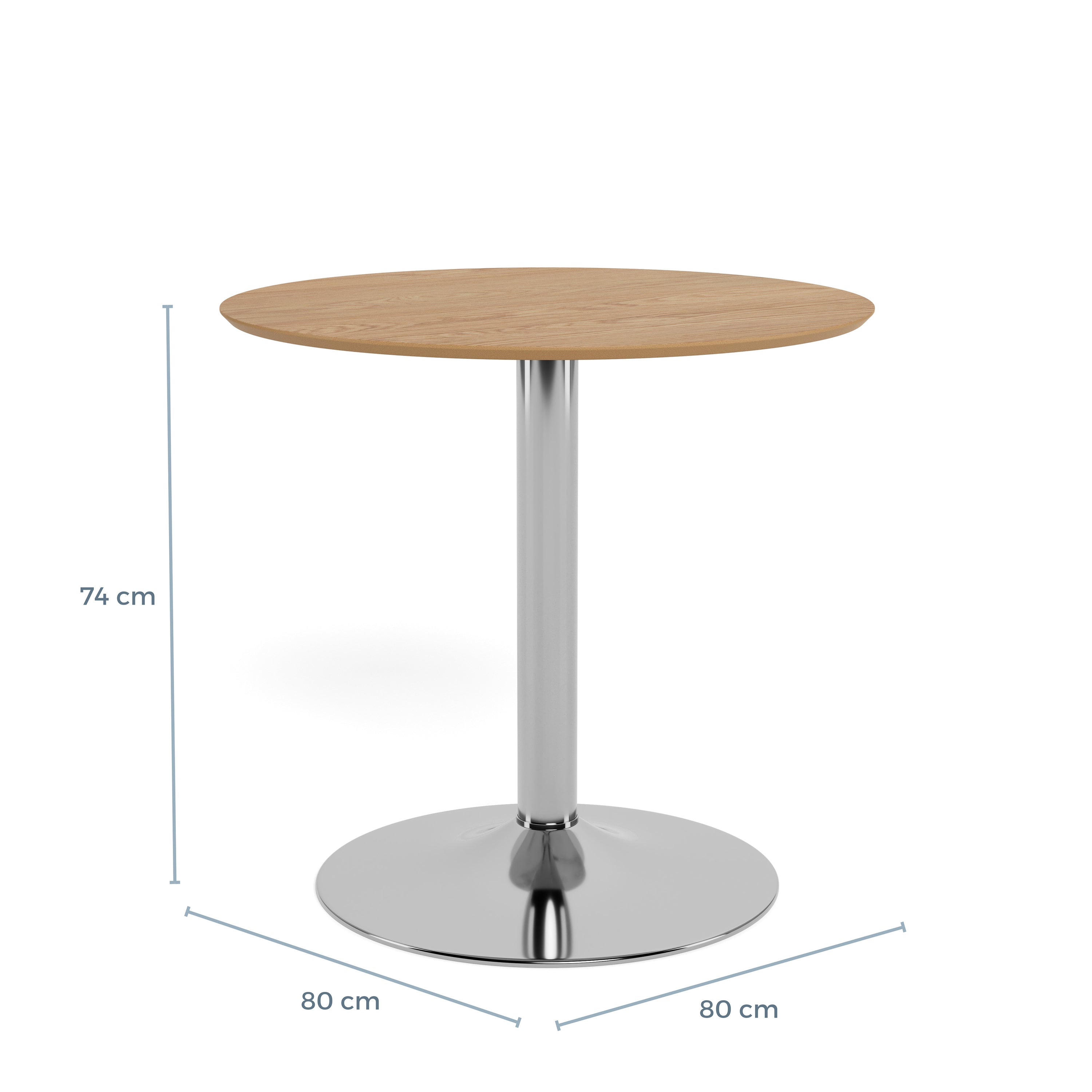 Ibiza Round Café Table in Matt Oak with Chrome Base