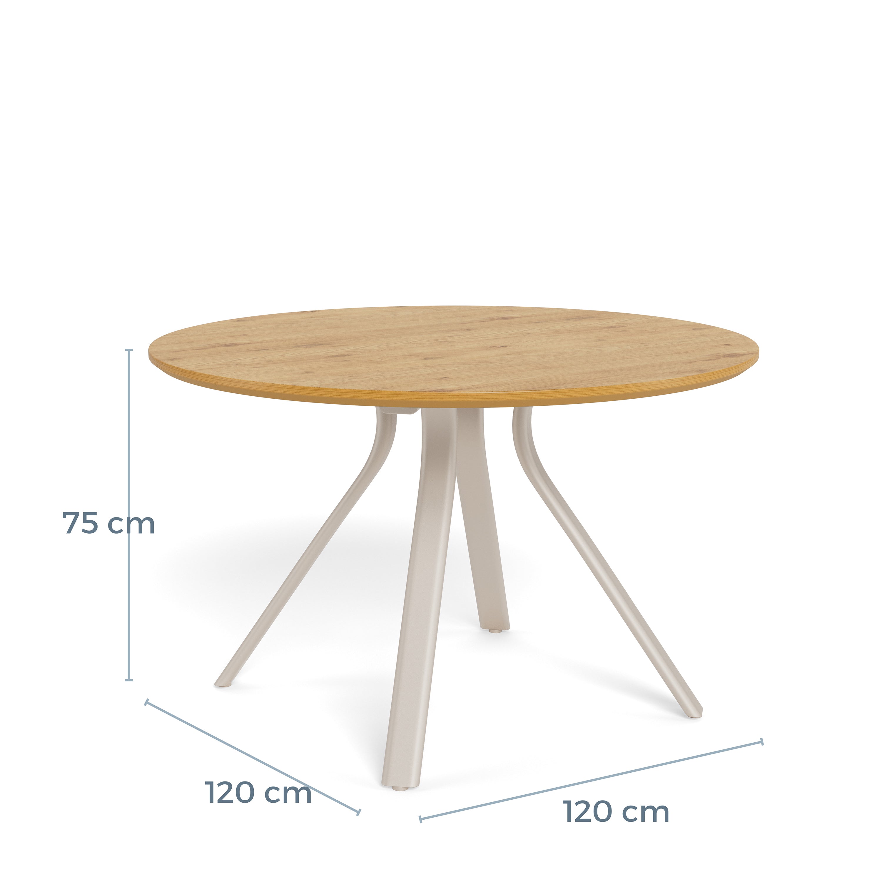 Bristol Round Dining Table in Wild Oak & Grey Metal Base