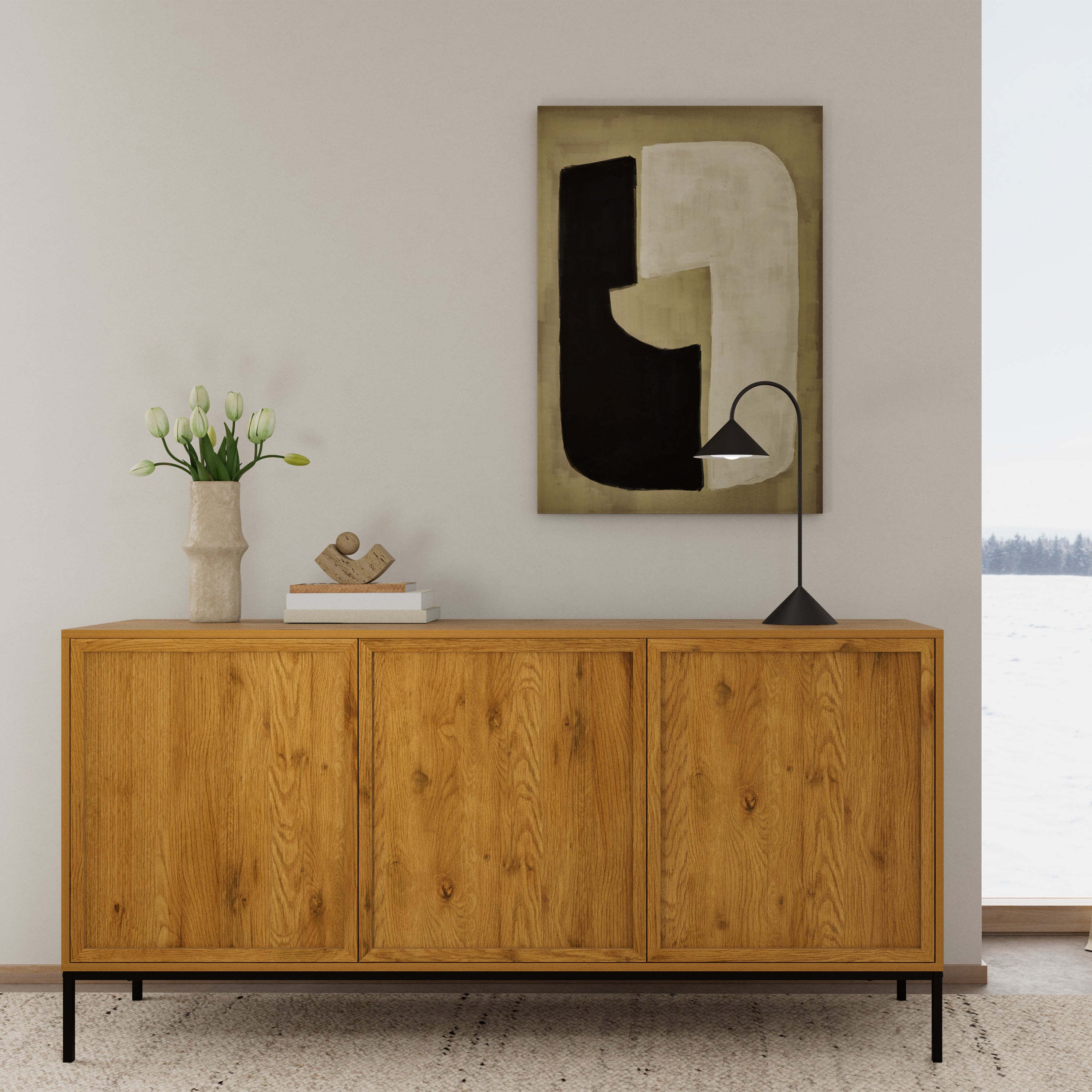 Palmdale Sideboard with 3 Doors in Wild Oak