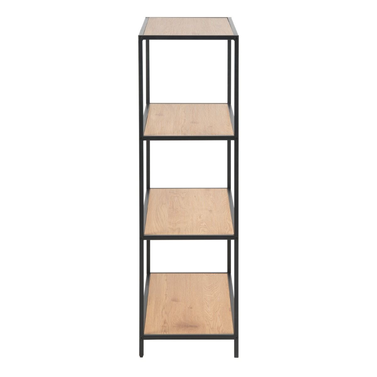 Seaford Black Metal Low Bookcase with 3 Oak Shelves – FTG, view 4