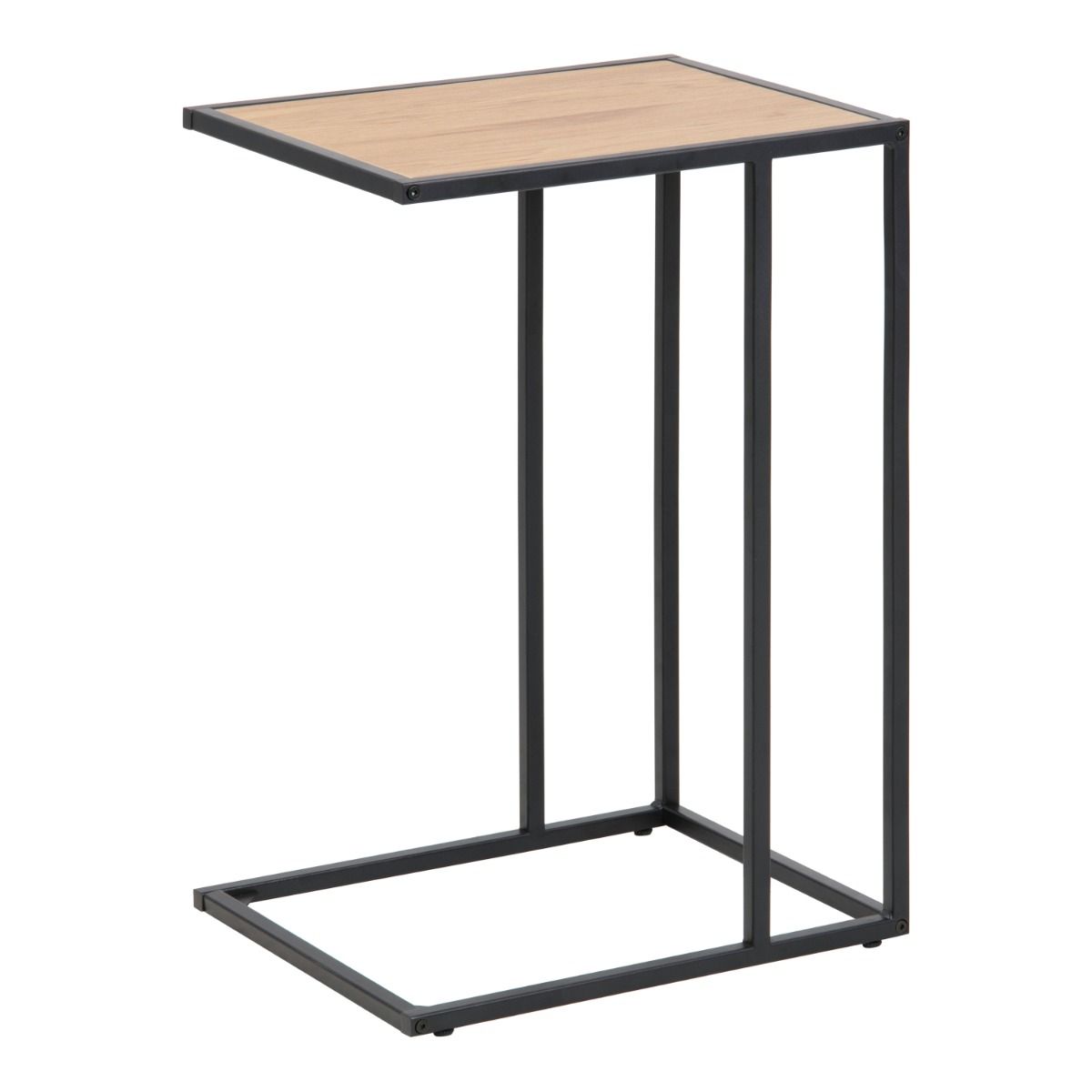 Seaford Black Metal Side Table with Oak Top – FTG, view 2