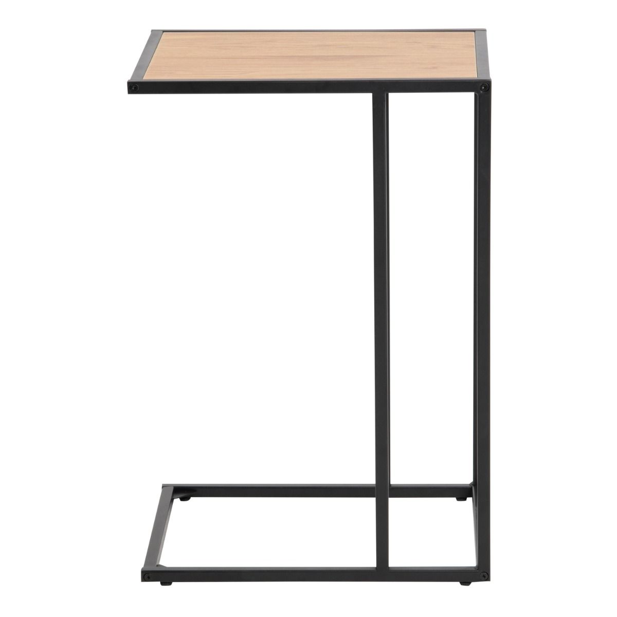 Seaford Black Metal Side Table with Oak Top – FTG, view 3