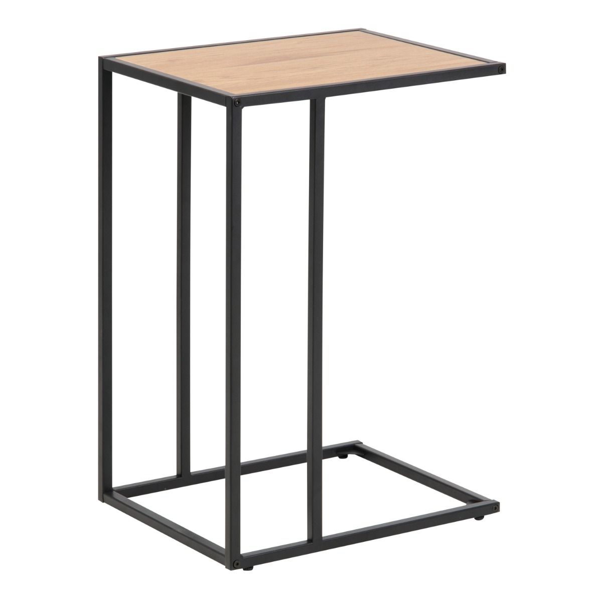 Seaford Black Metal Side Table with Oak Top – FTG