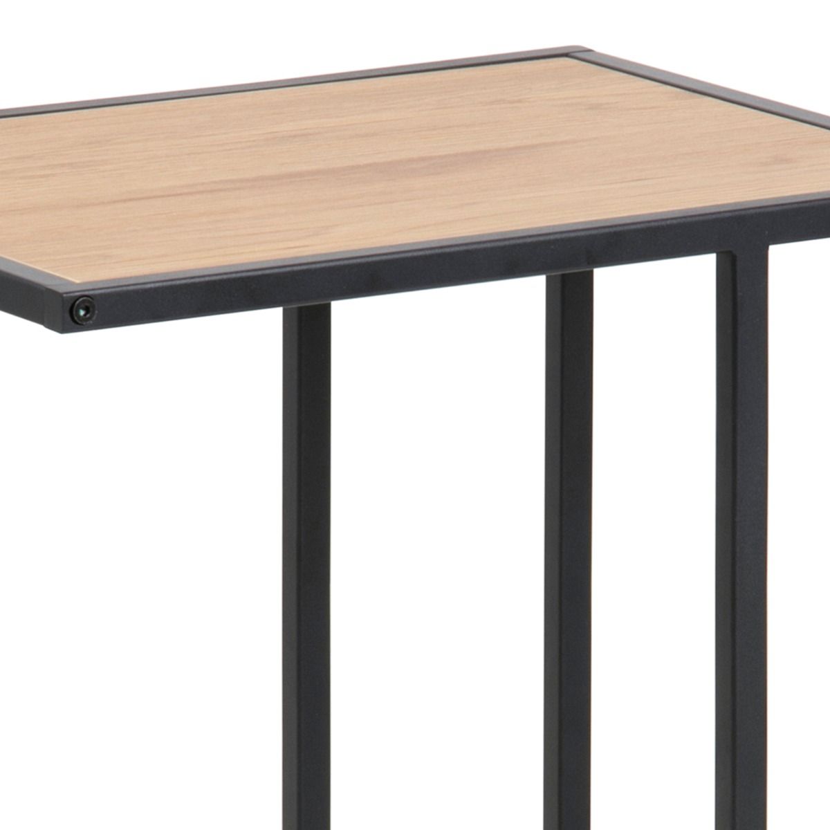 Seaford Black Metal Side Table with Oak Top – FTG, view 8