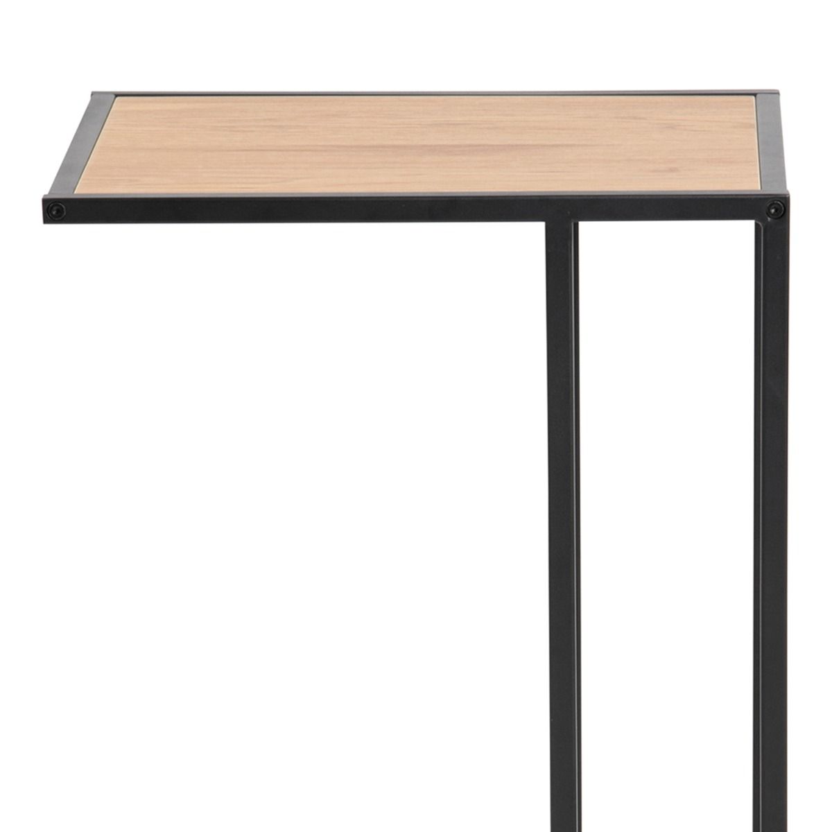 Seaford Black Metal Side Table with Oak Top – FTG, view 7