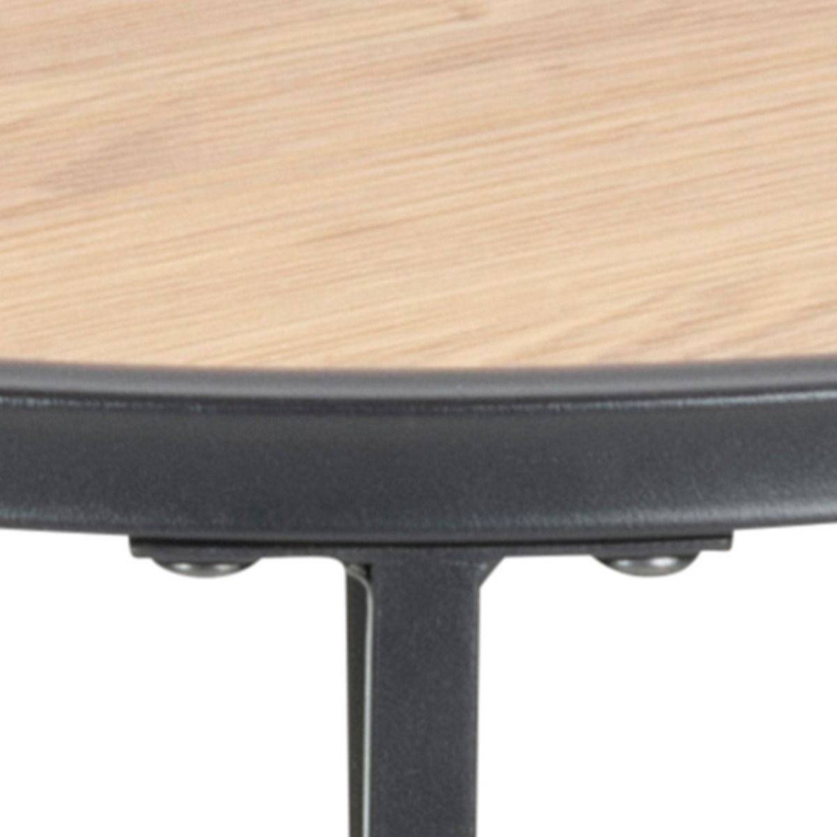 Seaford Black Metal Small Round Side Table with Oak Top – FTG, view 6