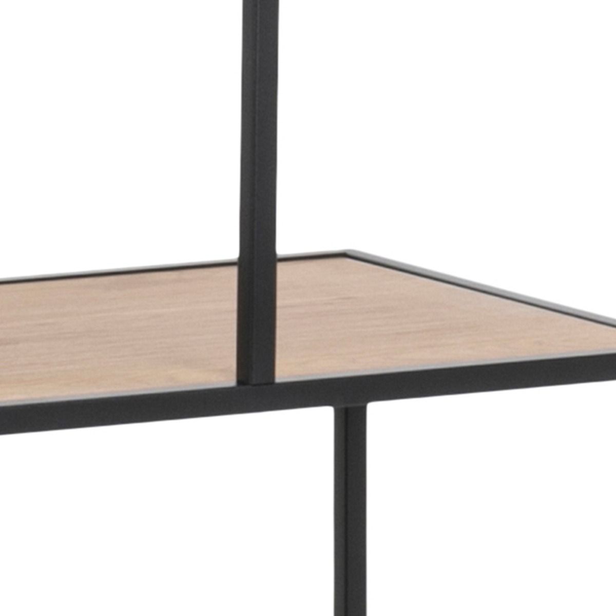 Seaford Black Metal Large Asymmetrical Bookcase with 5 Oak Shelves – FTG, view 8