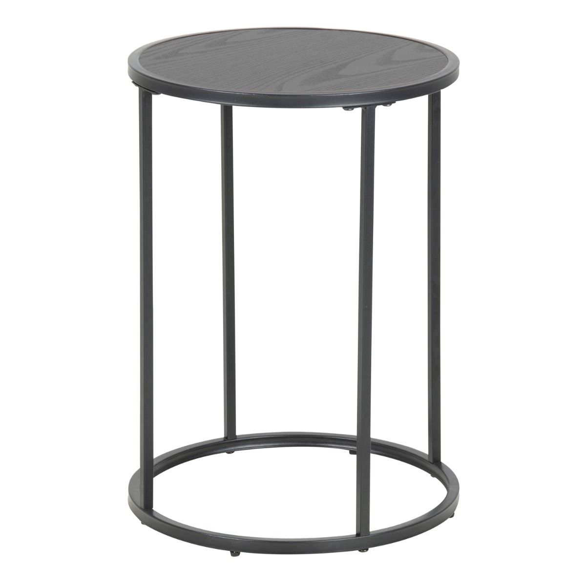 Seaford Black Metal Small Round Side Table with Black Top – FTG